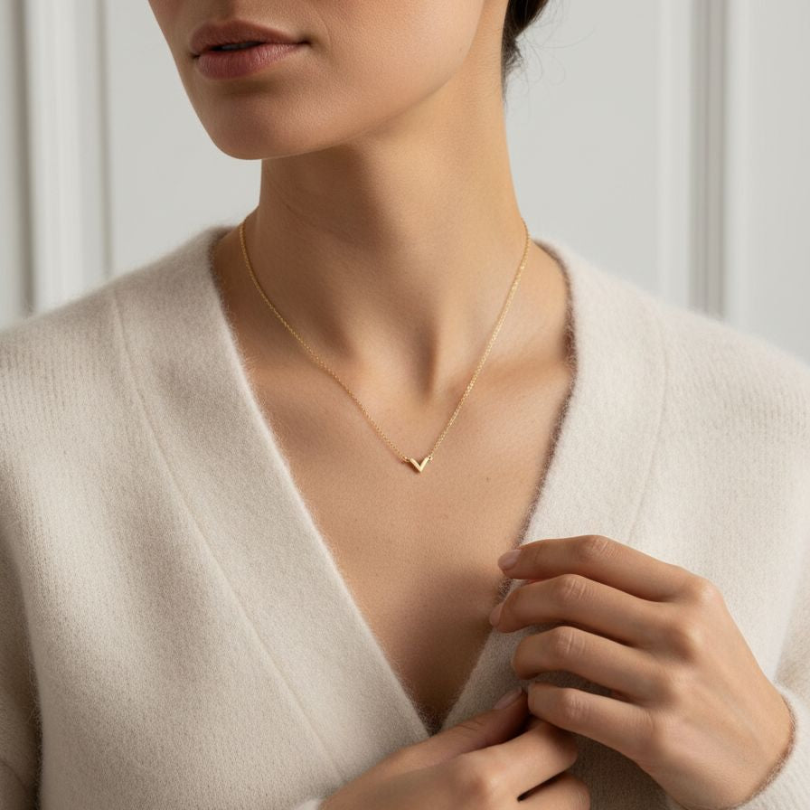 Avanti Design Yellow Gold 'V' Necklace