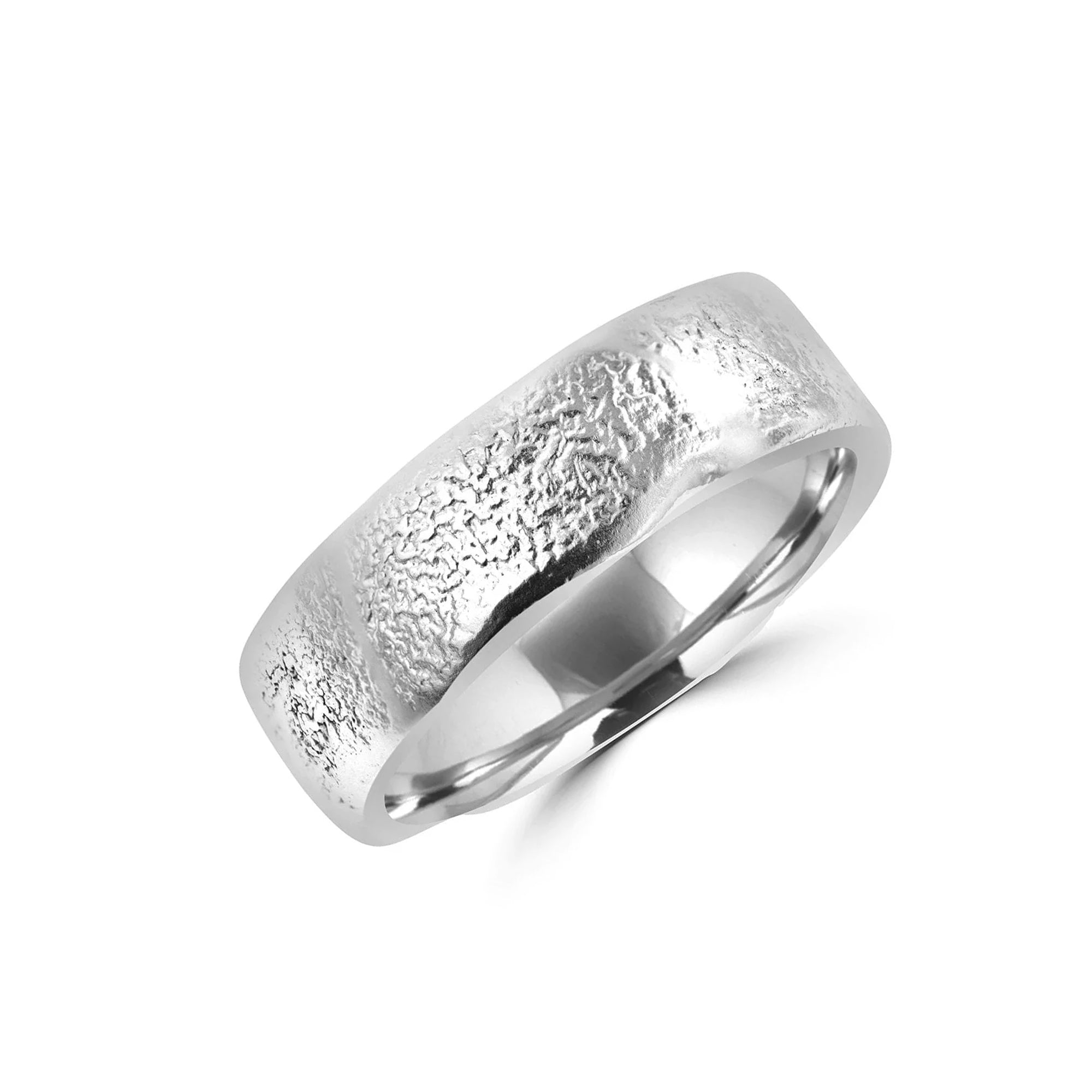 Avanti Lunar Ring 6.5mm width with Reticulated Melted Silver