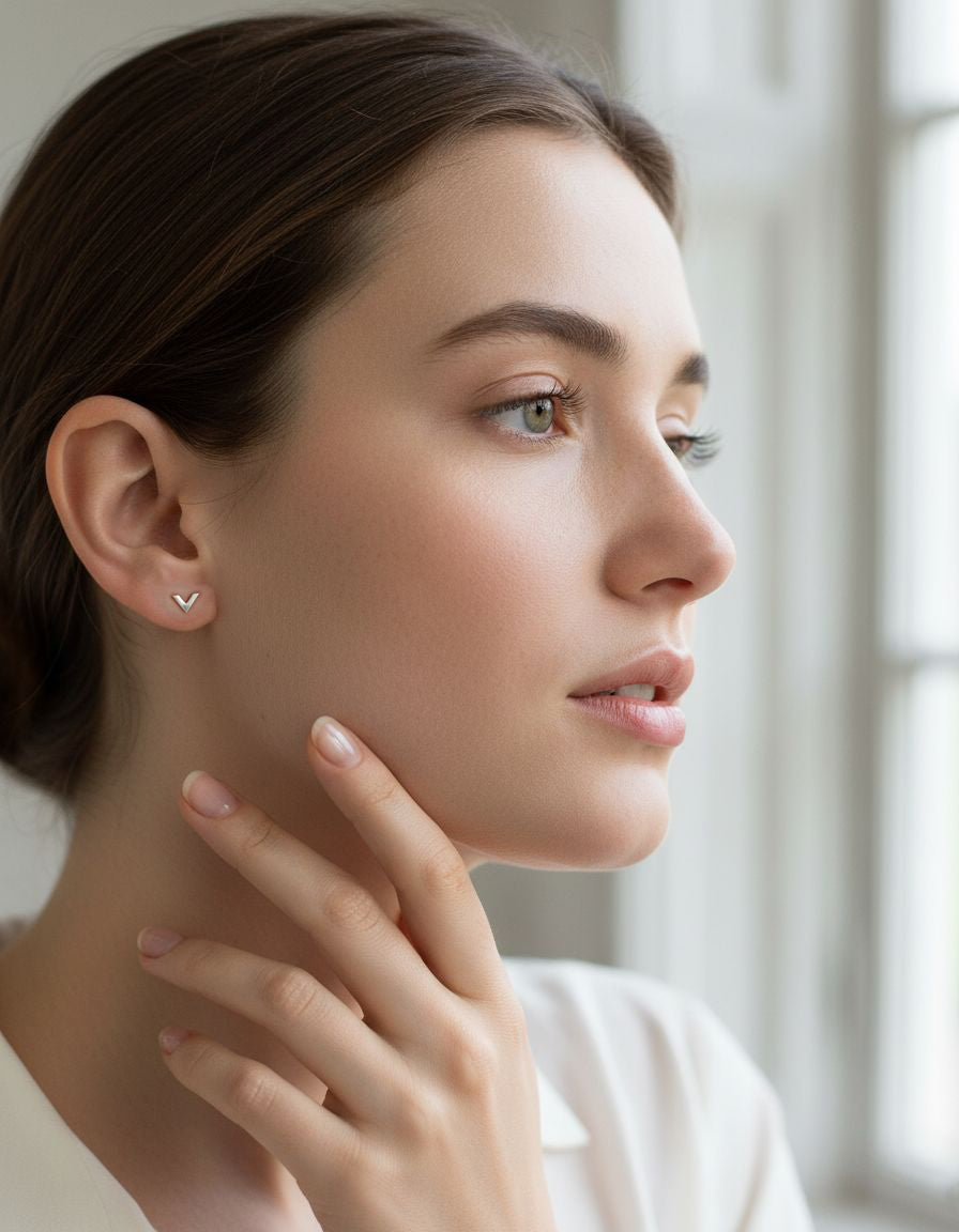Avanti Silver 'V' Stud Earrings