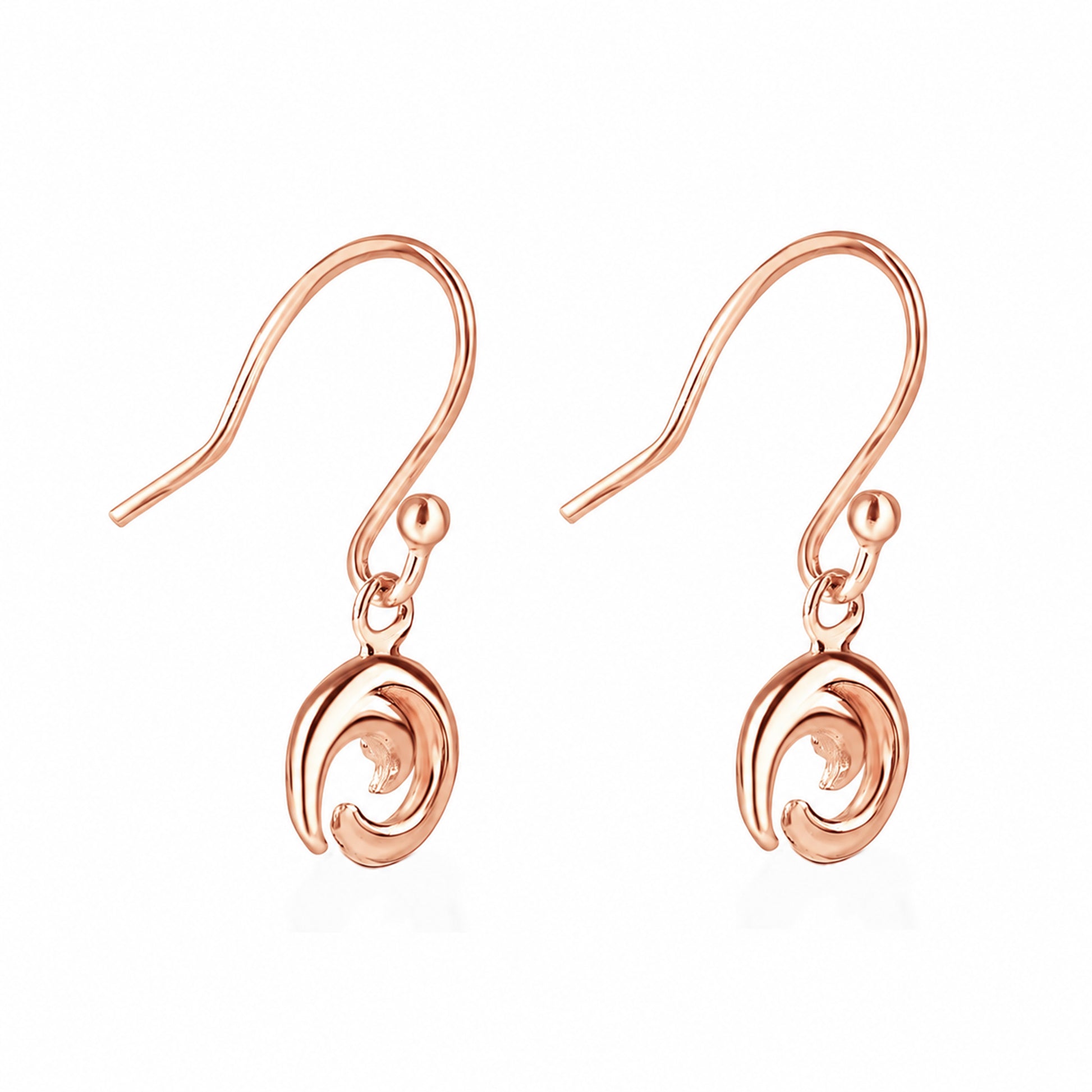 Avanti Small Crashing Wave Drop Earrings in Rose Gold