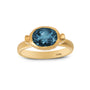 Eloise Gold Plated Sterling Silver Oval Deep Blue Topaz Ellipse Ring