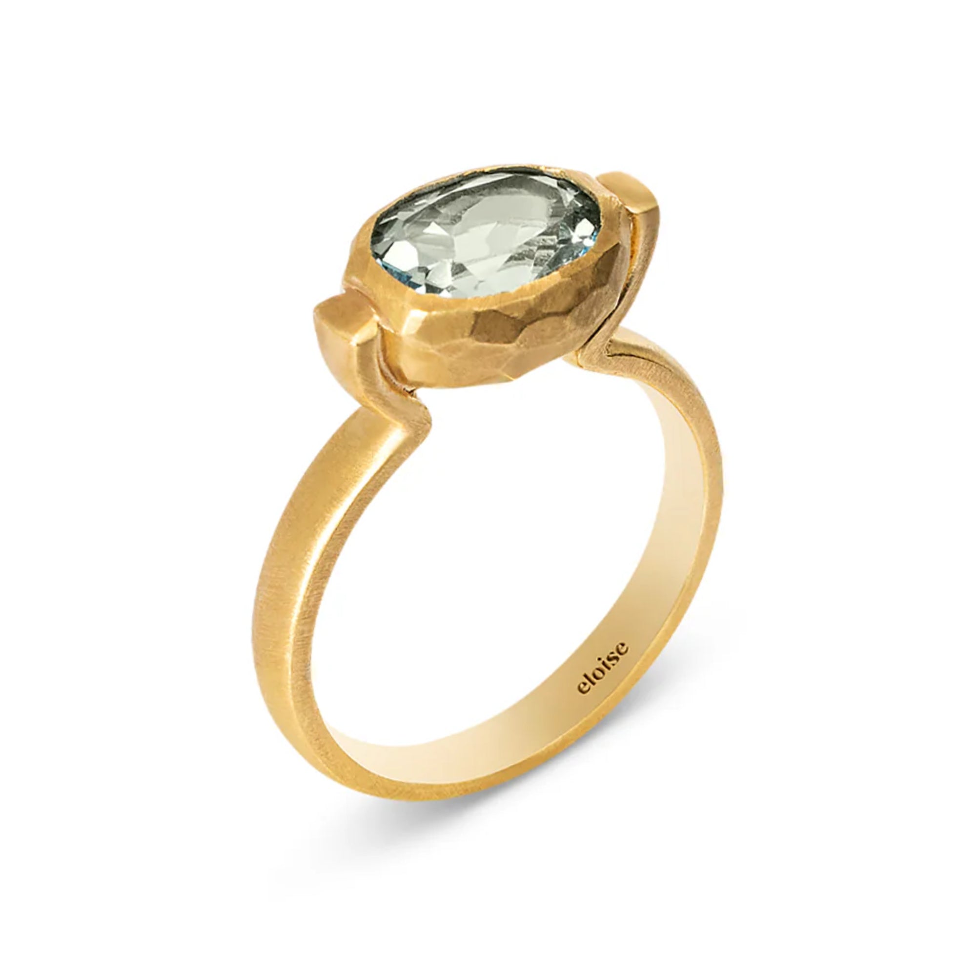 Eloise 18ct Gold Plated Sterling Silver Green Prasolite Ellipse Ring