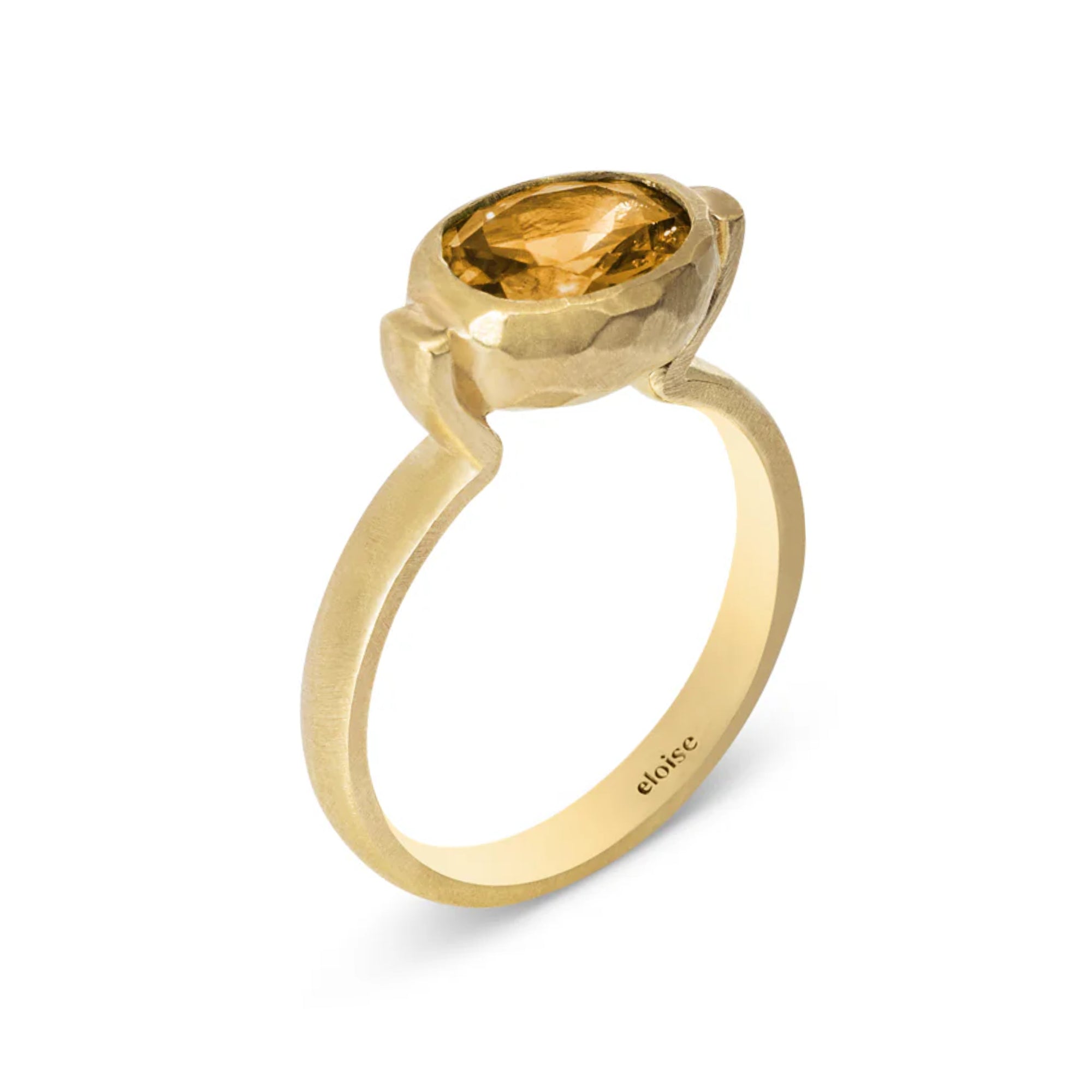 Eloise Gold Plated Sterling Silver Yellow Citrine Ellipse Ring