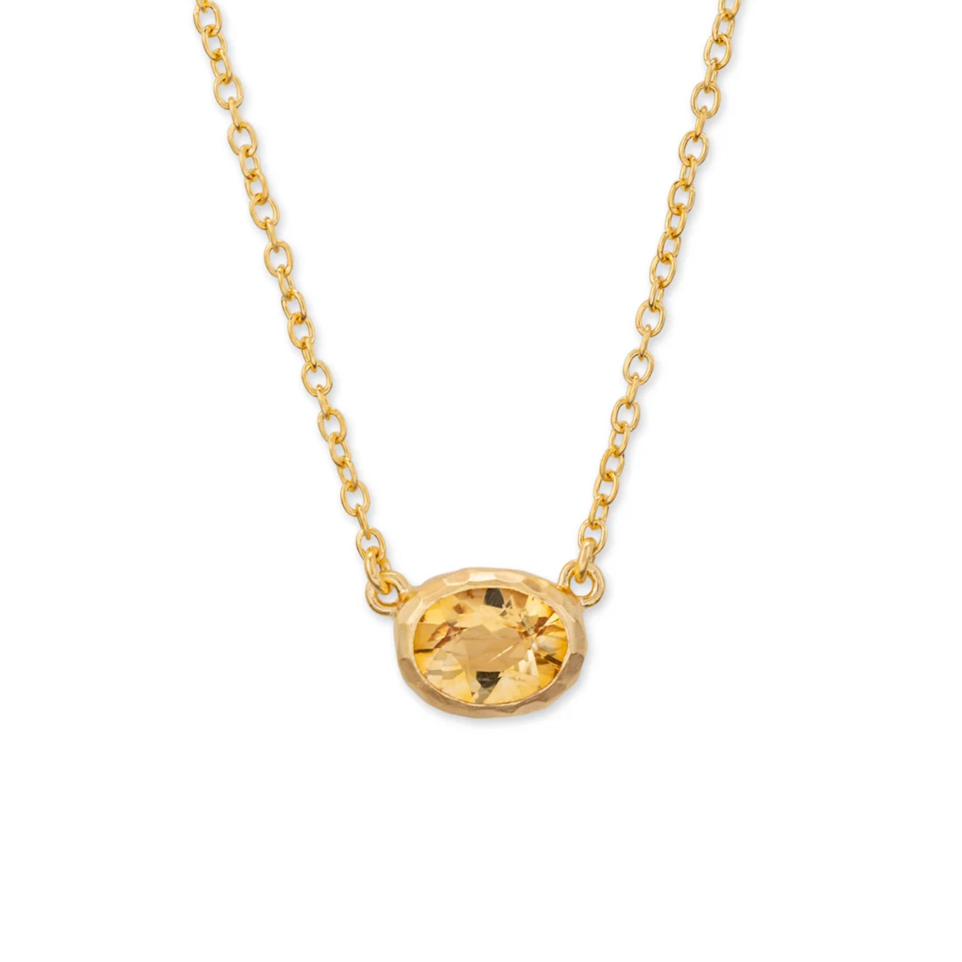 Eloise 18ct Yellow Gold Plated Sterling Silver Oval Faceted Yellow Citrine Quartz Ellipse Necklace