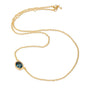 Eloise 18ct Gold Plated Sterling Silver oval Deep Blue Topaz Ellipse pendant fixed to trace chain