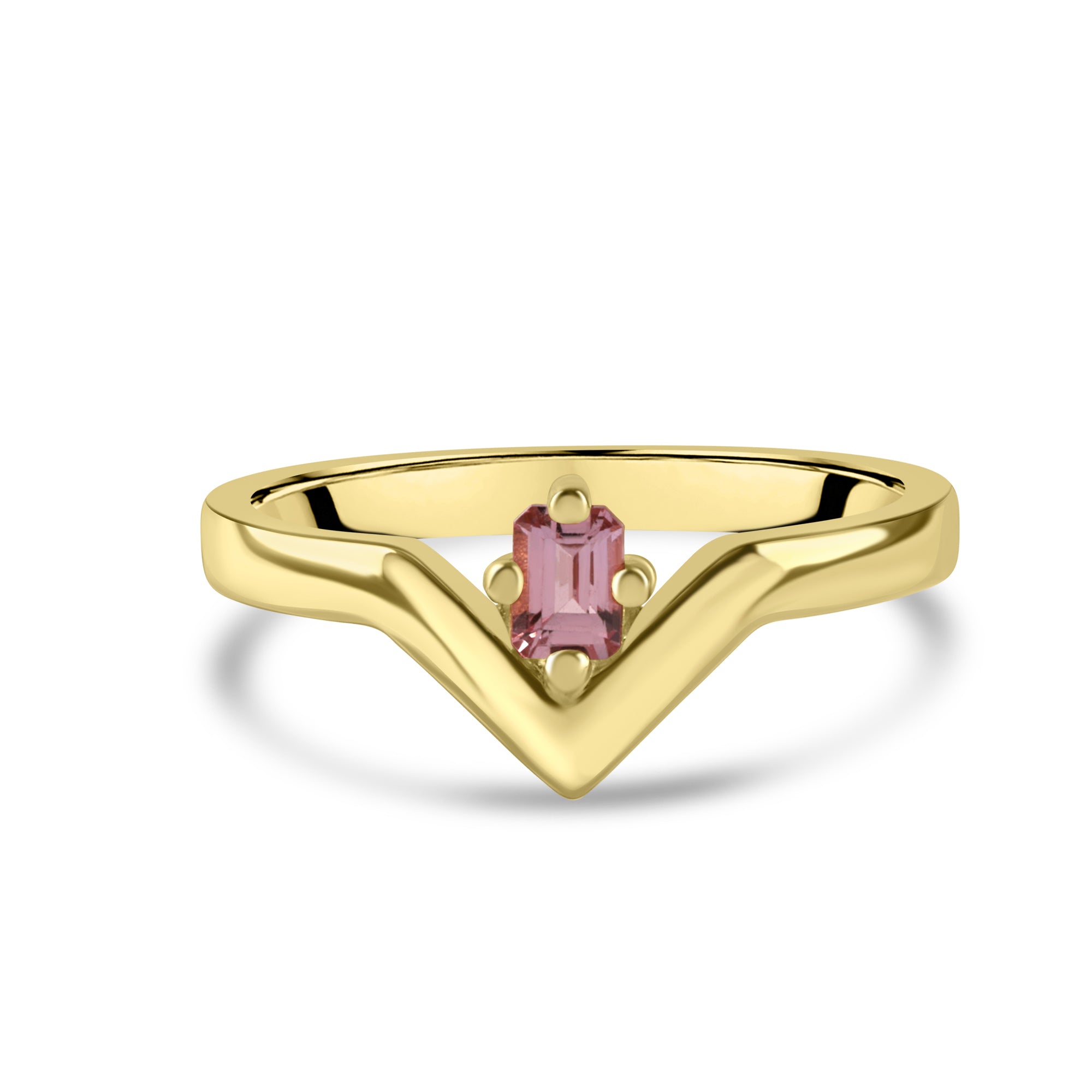 18ct Yellow Gold 0.26ct Pink Sapphire 'V' Shaped 'Beat' Ring