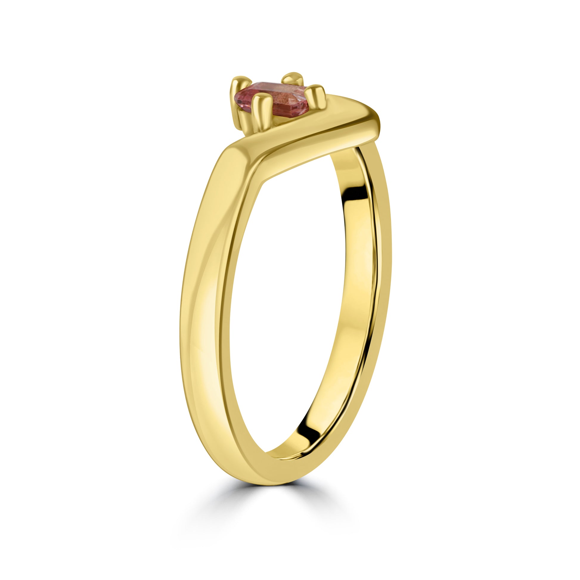 18ct Yellow Gold 0.26ct Pink Sapphire 'V' Shaped 'Beat' Ring