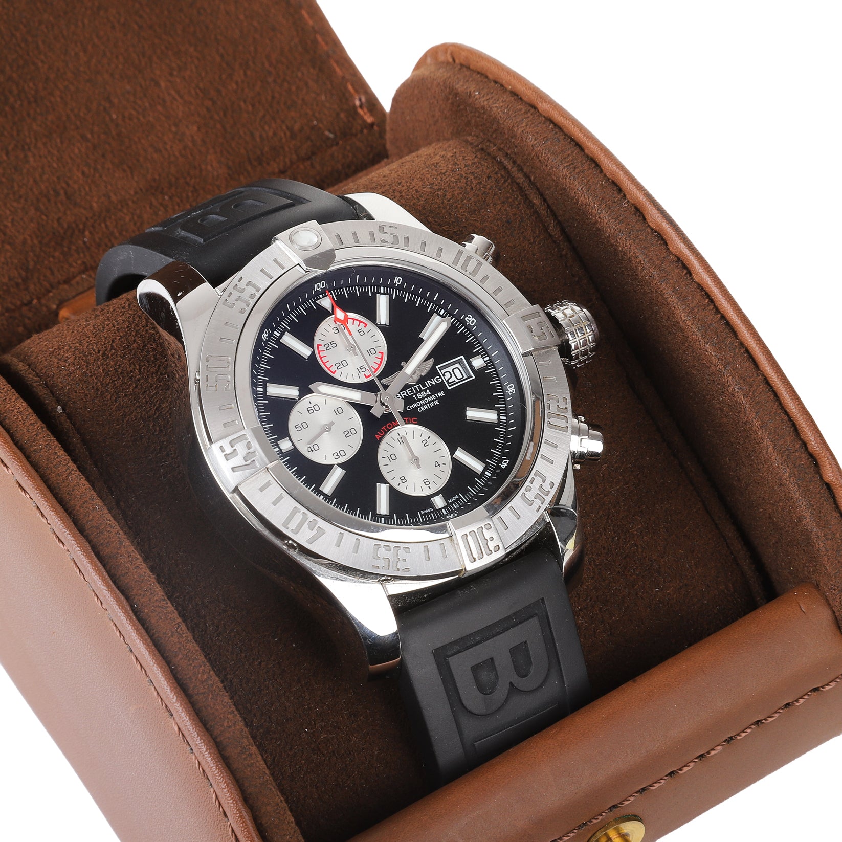 Breitling Super Avenger II Black Chronograph Automatic Pre Owned Watch