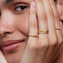 Model Wearing Eloise Gold Plated Sterling Silver Mirage Diamond Stacking Rings