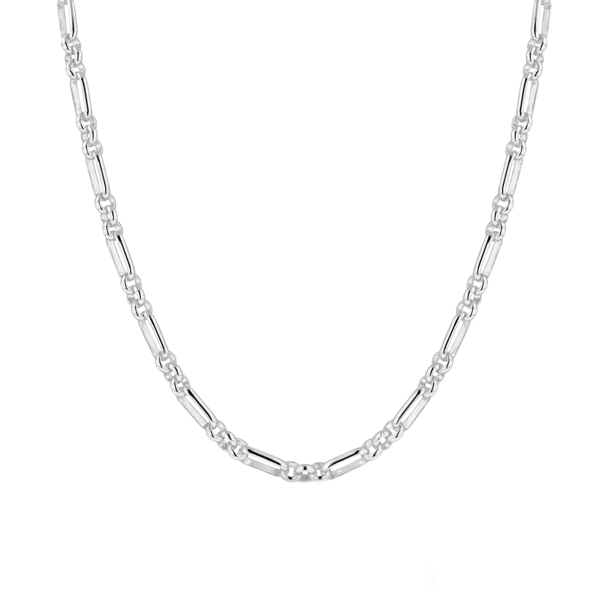 Sterling Silver Figaro Belcher Chain Necklace