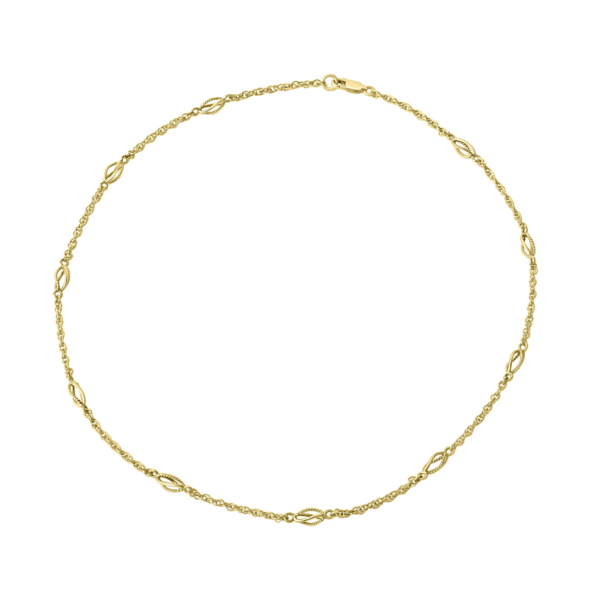 9ct Yellow Gold Fancy Rope Chain With Twist Open Basket Links
