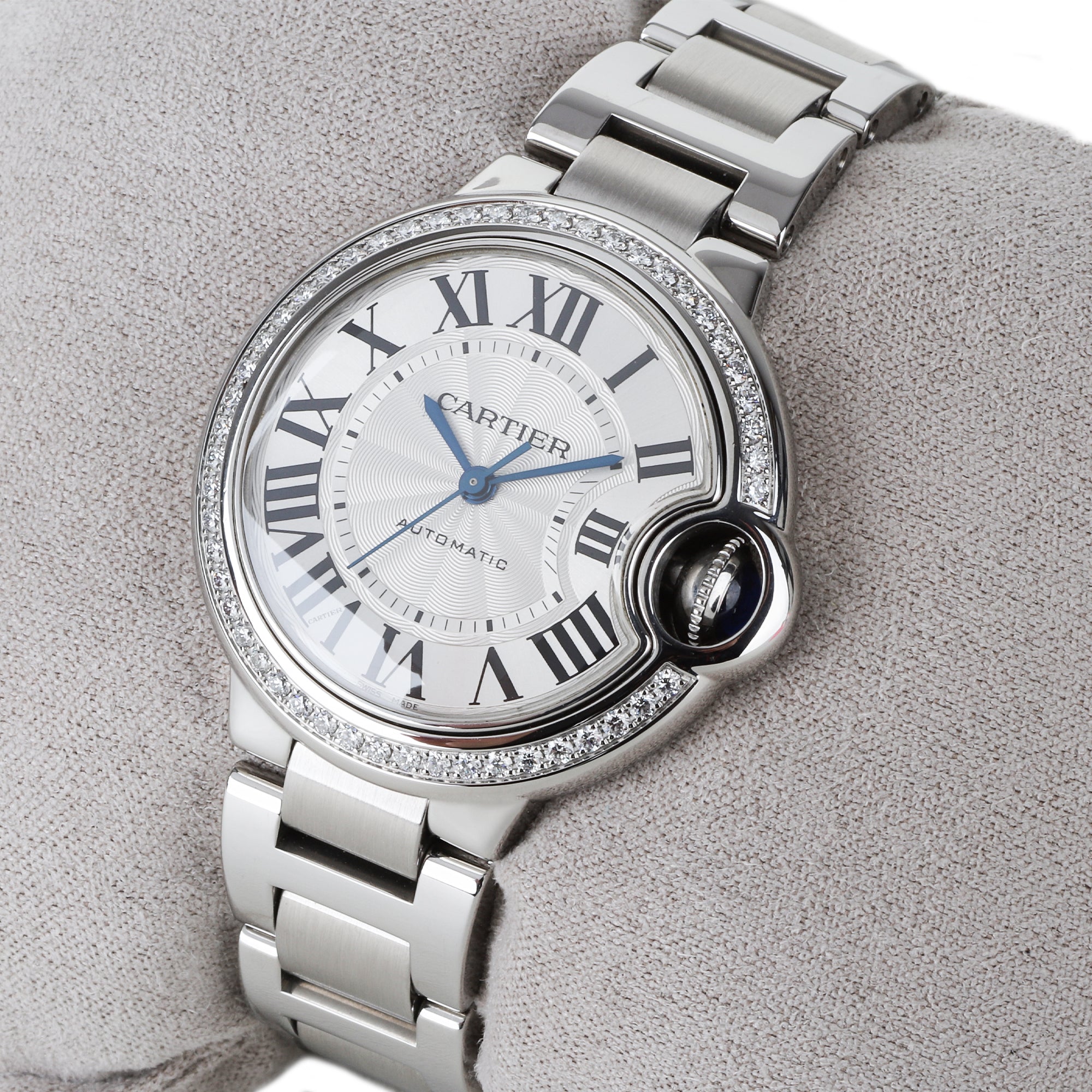 Cartier Ballon Bleu 33mm Diamond Bezel Pre-Owned Watch