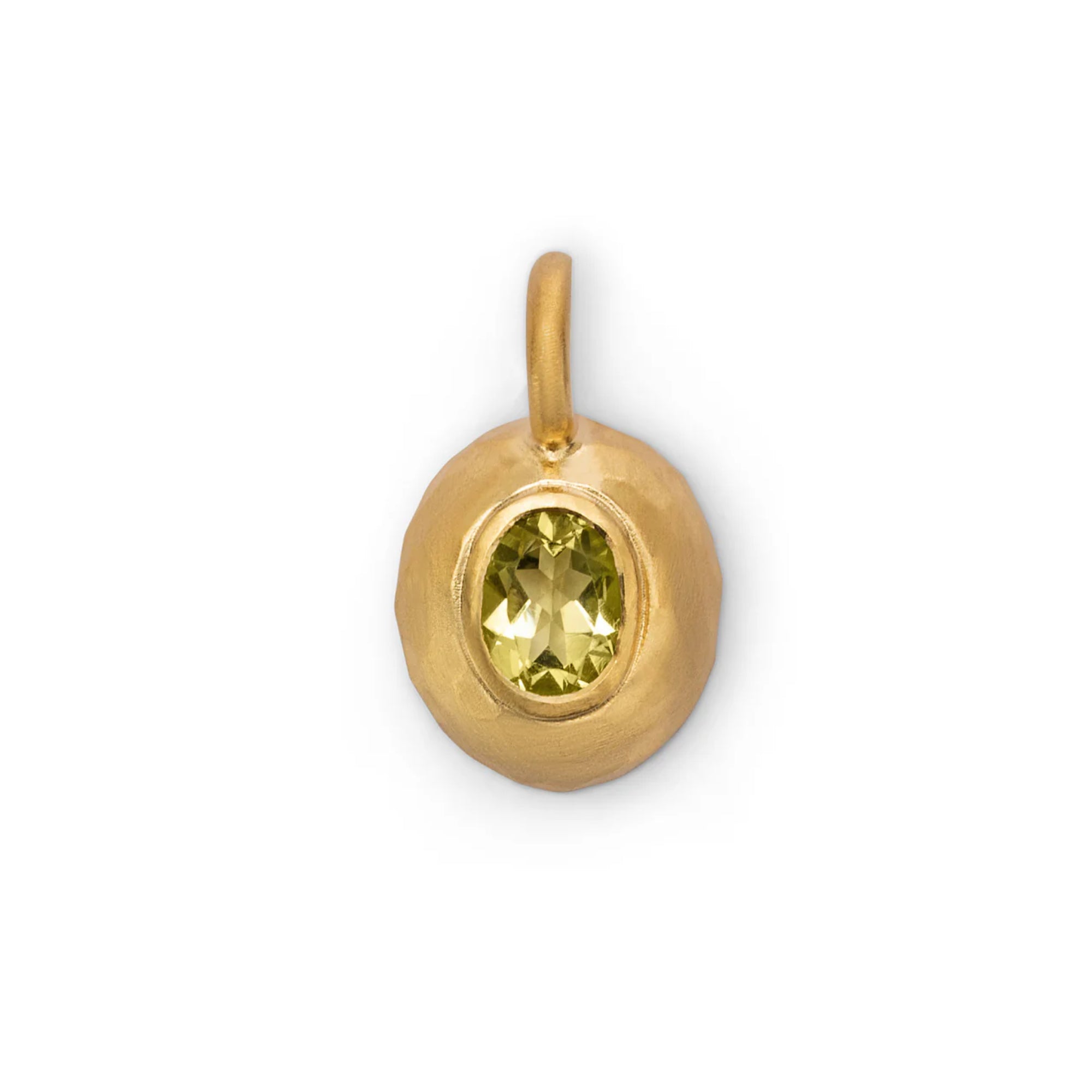 Eloise Gold Plated Sterling Silver Medium Oval Lemon Quartz Milestone Sasso Charm