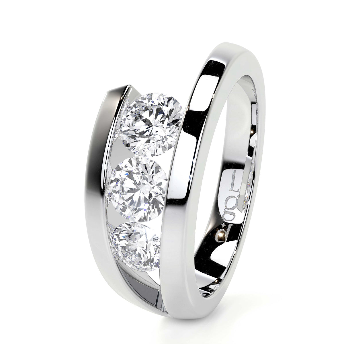 Platinum 'Ivy' Three Stone Lab Grown Diamond Ring