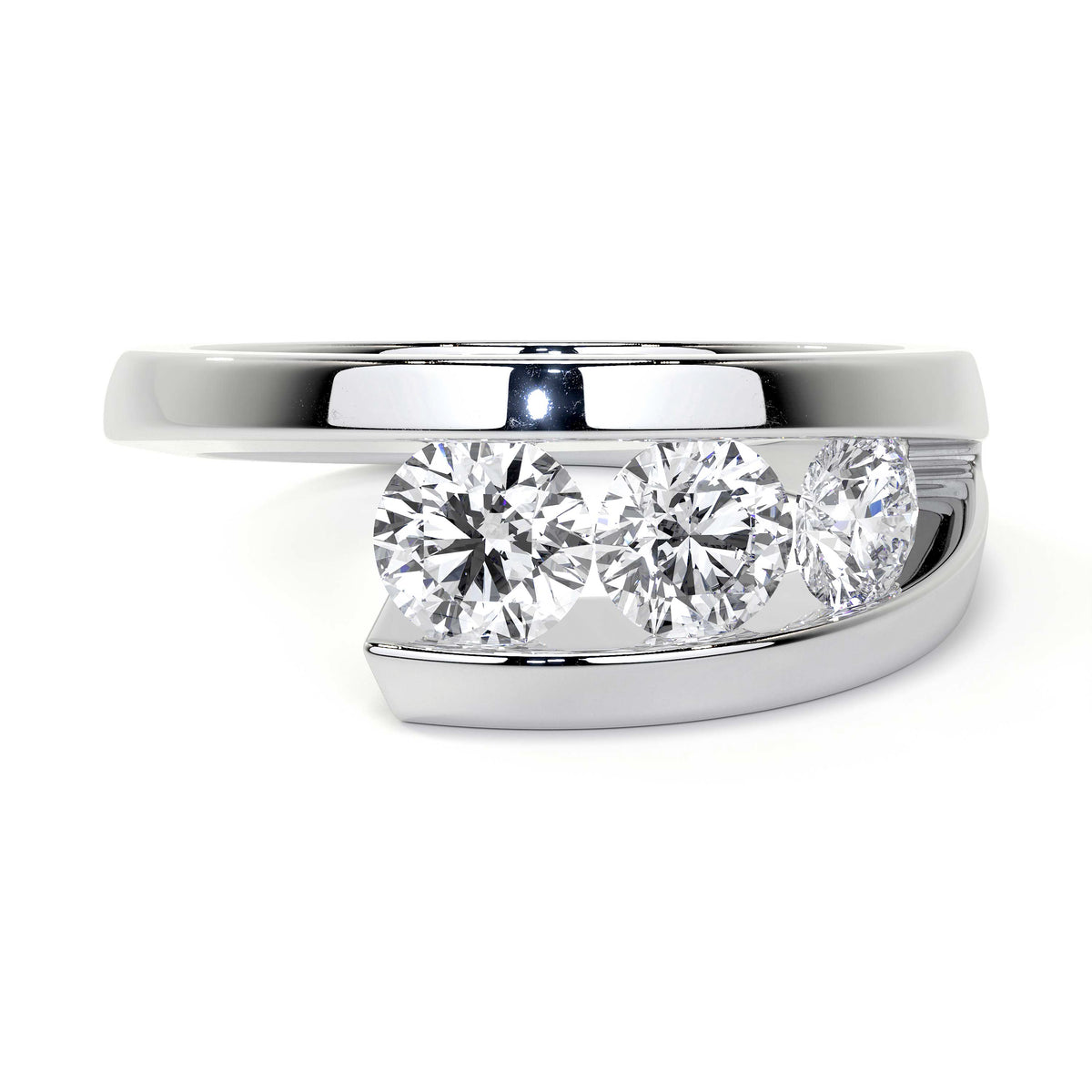 Platinum 'Ivy' Three Stone Lab Grown Diamond Ring