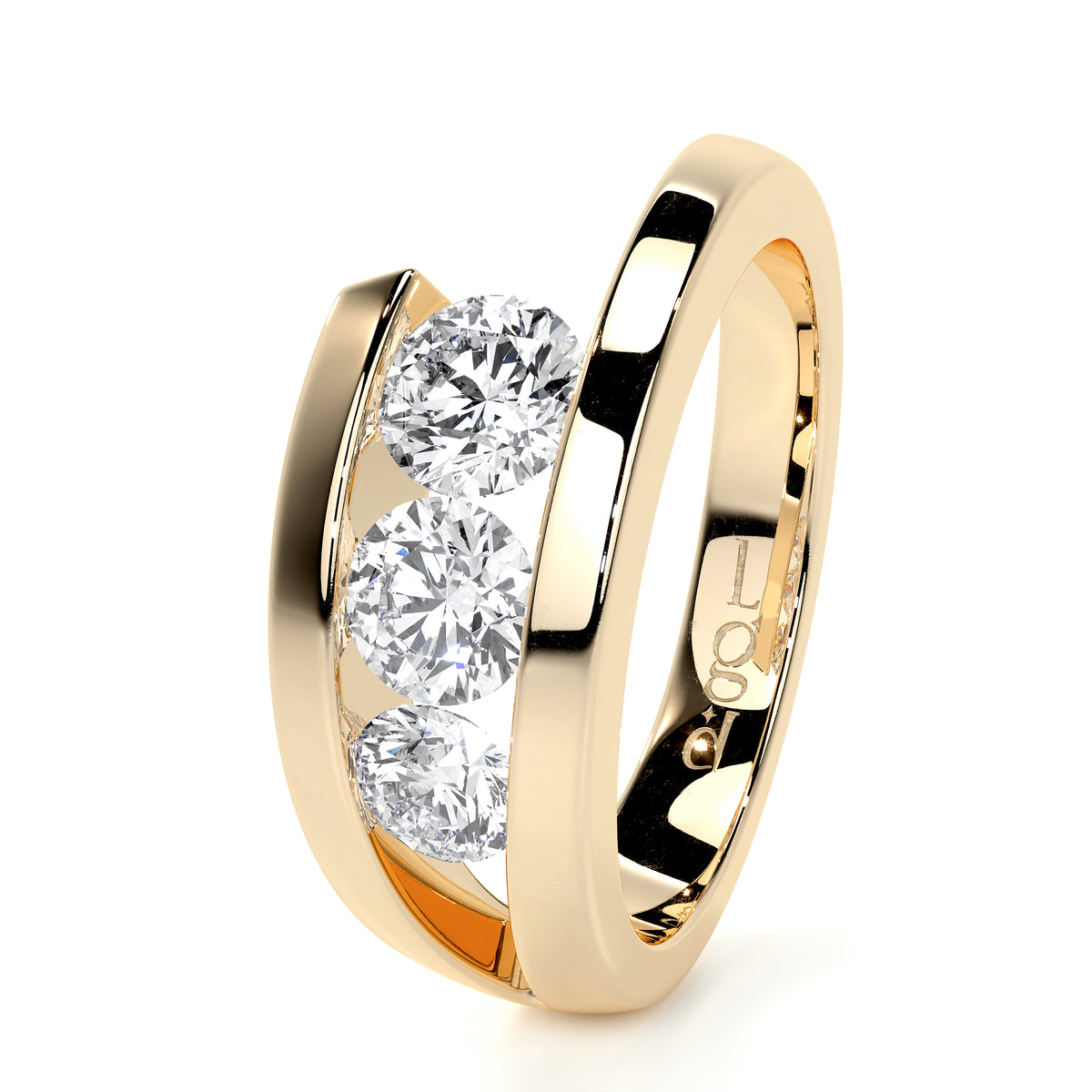 18ct Yellow Gold 'Ivy' Three Stone Lab Grown Diamond Ring