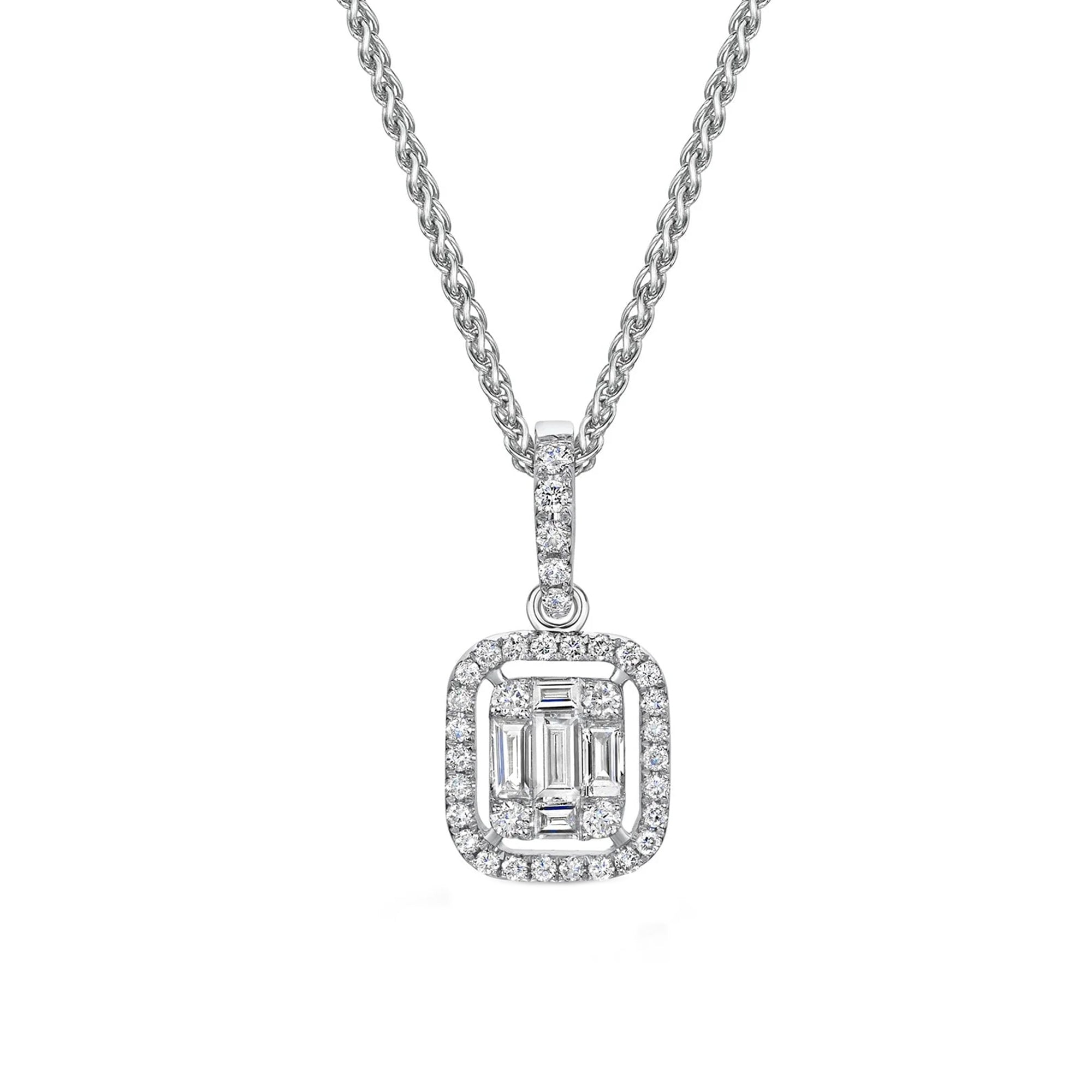 Deco Inspired 0.42ct Diamond Total Pendant on 18" Spiga Chain
