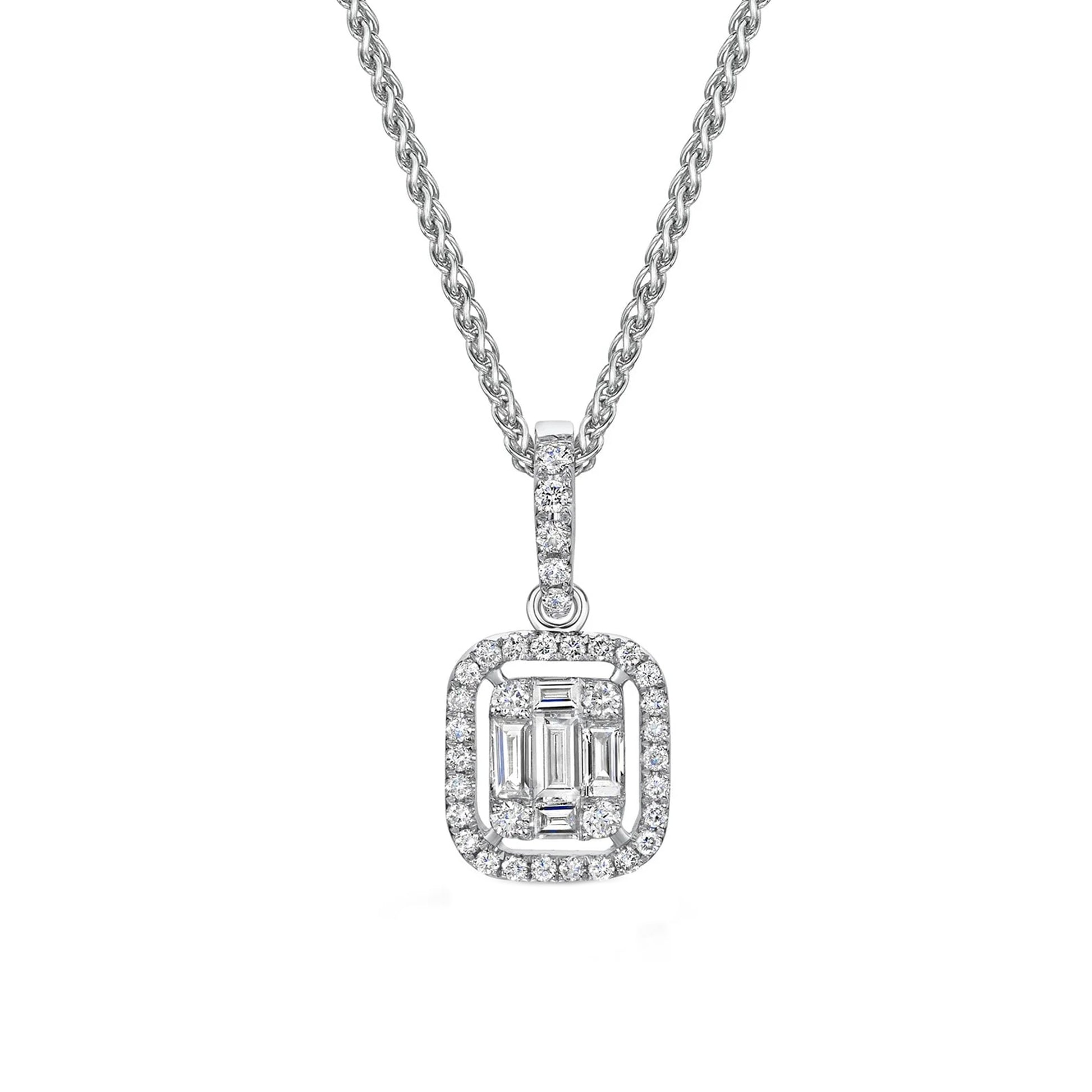 Deco Inspired 0.42ct Diamond Total Pendant on 18" Spiga Chain