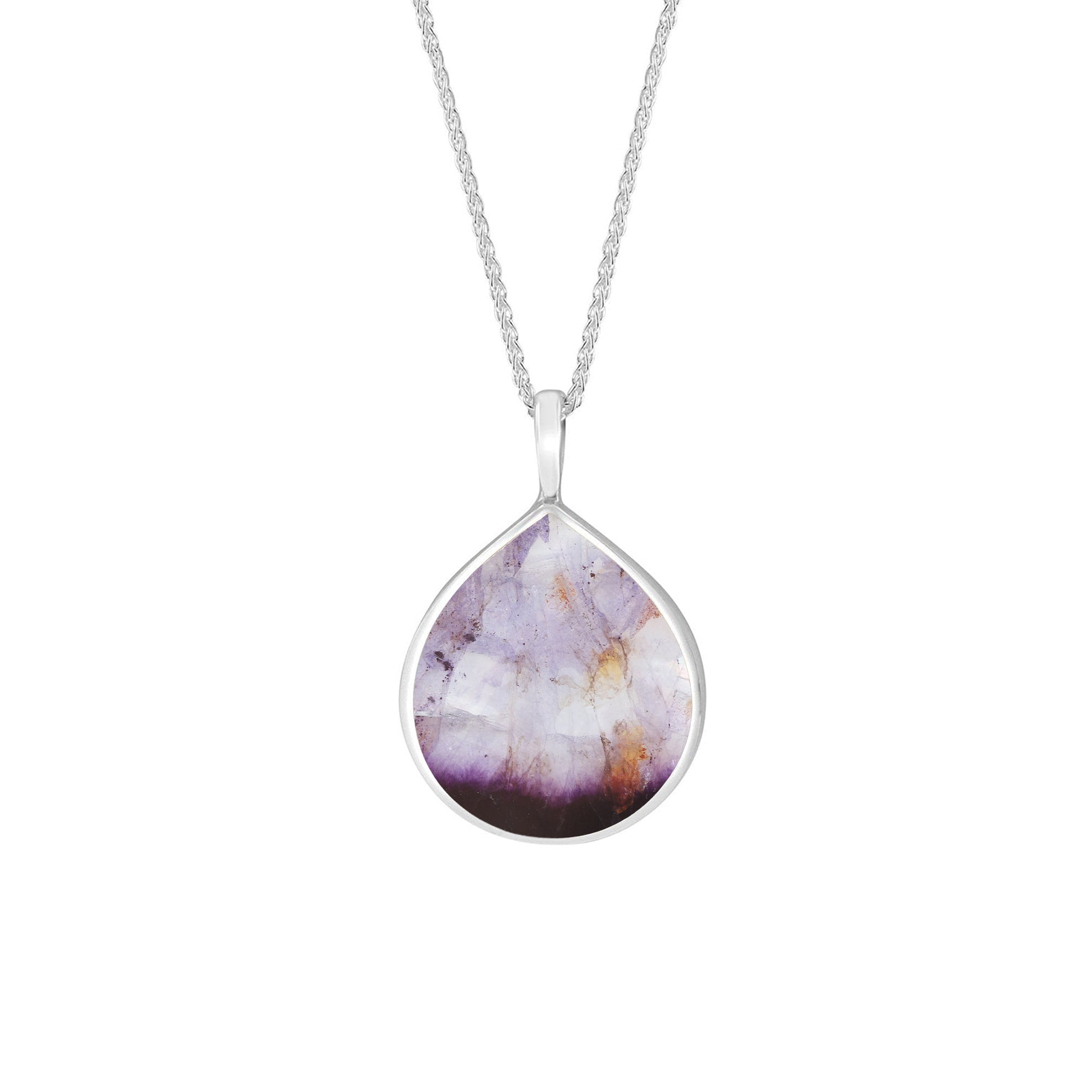 Derbyshire Blue John Silver Teardrop Necklace