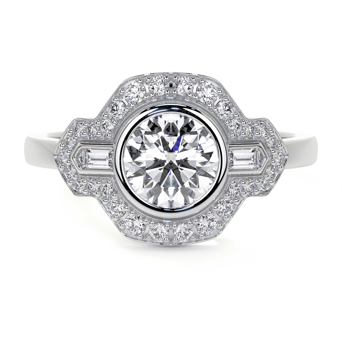 Platinum 'Cleo' Round Lab Grown Diamond Dress Ring
