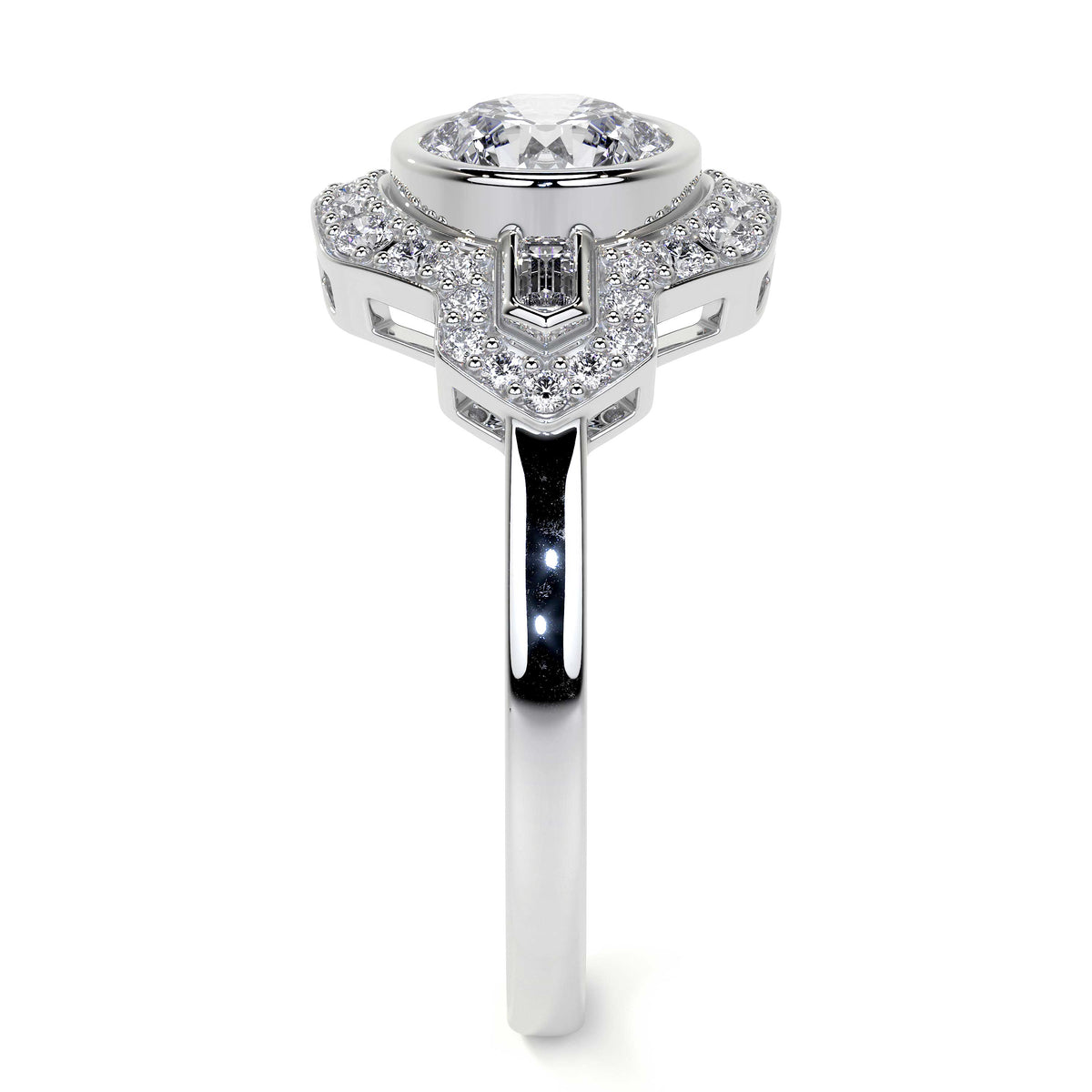 Platinum 'Cleo' Round Lab Grown Diamond Dress Ring