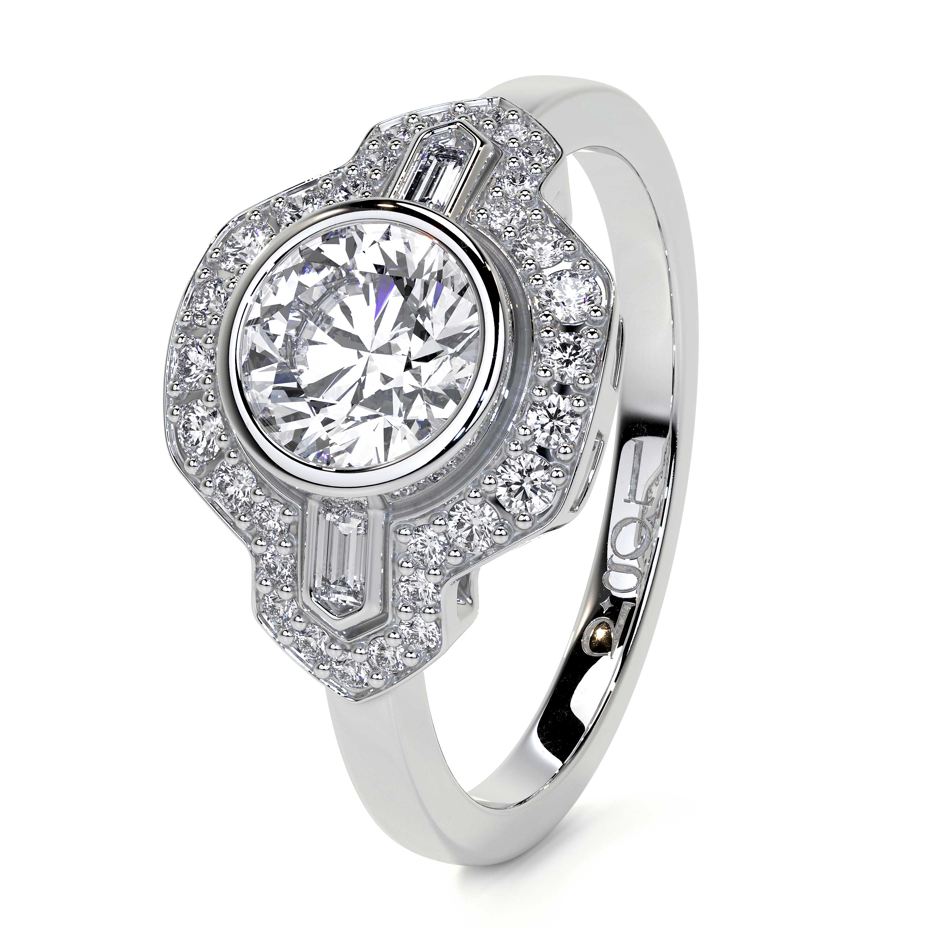 Platinum 'Cleo' Round Lab Grown Diamond Dress Ring