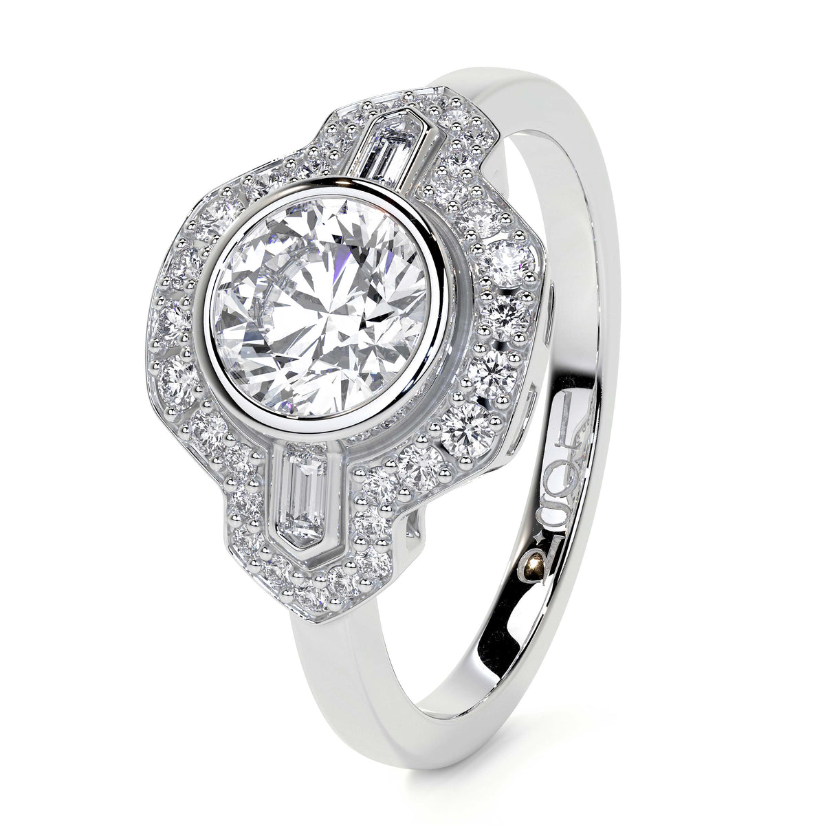 Platinum 'Cleo' Round Lab Grown Diamond Dress Ring