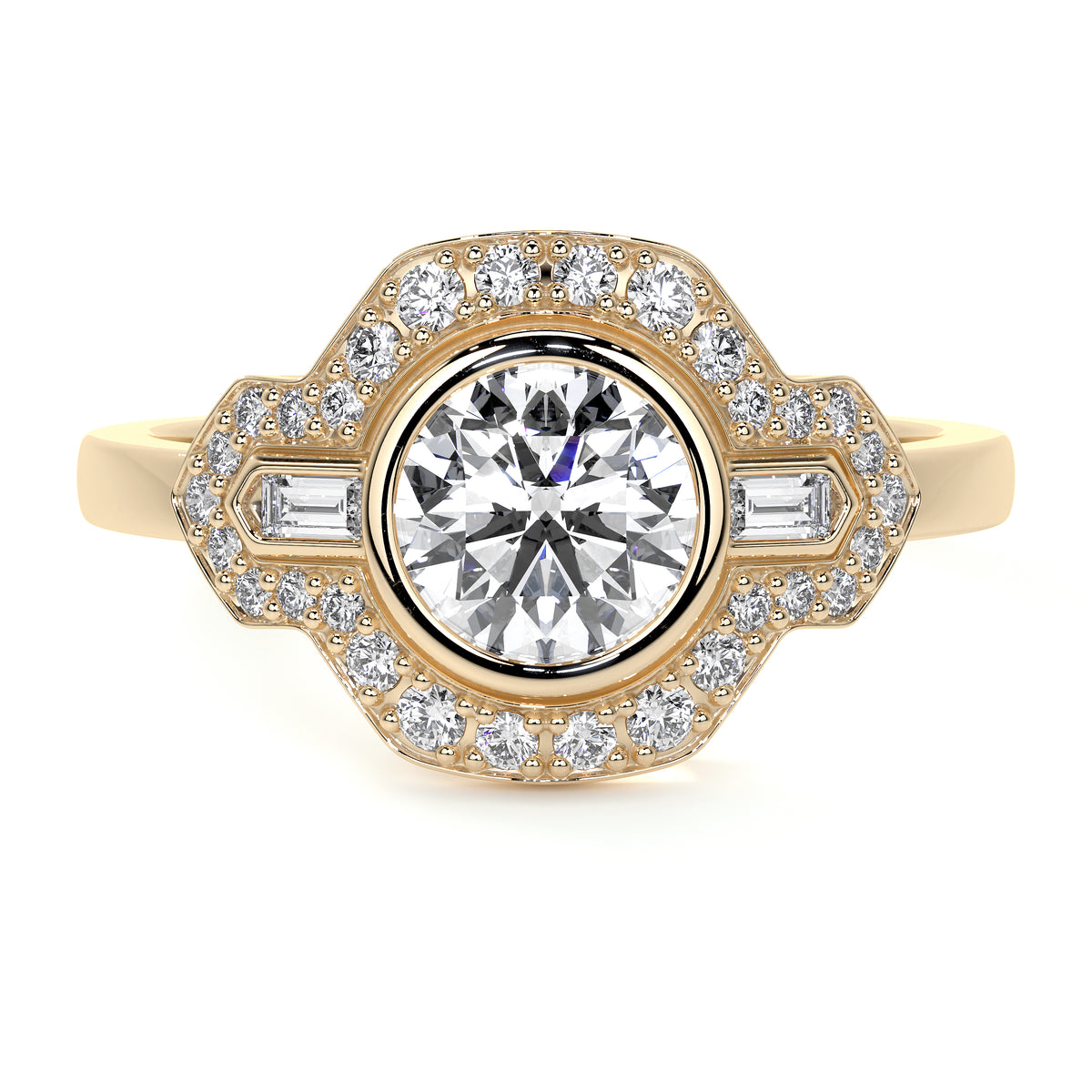 18ct Yellow Gold 'Cleo' Round Lab Grown Diamond Dress Ring