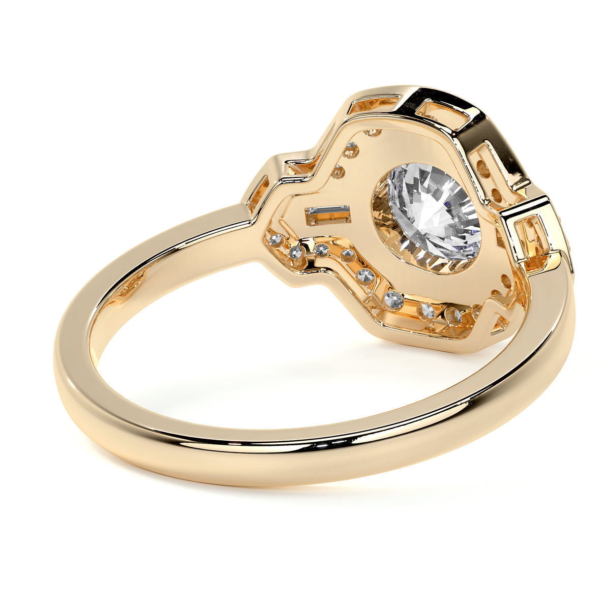 18ct Yellow Gold 'Cleo' Round Lab Grown Diamond Dress Ring