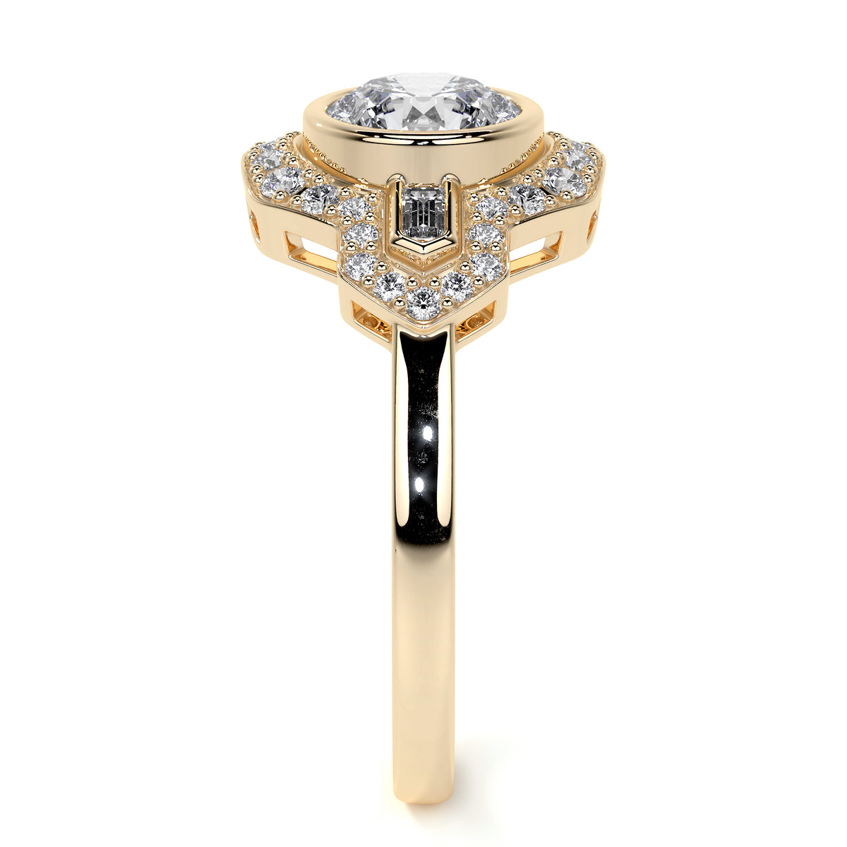 18ct Yellow Gold 'Cleo' Round Lab Grown Diamond Dress Ring