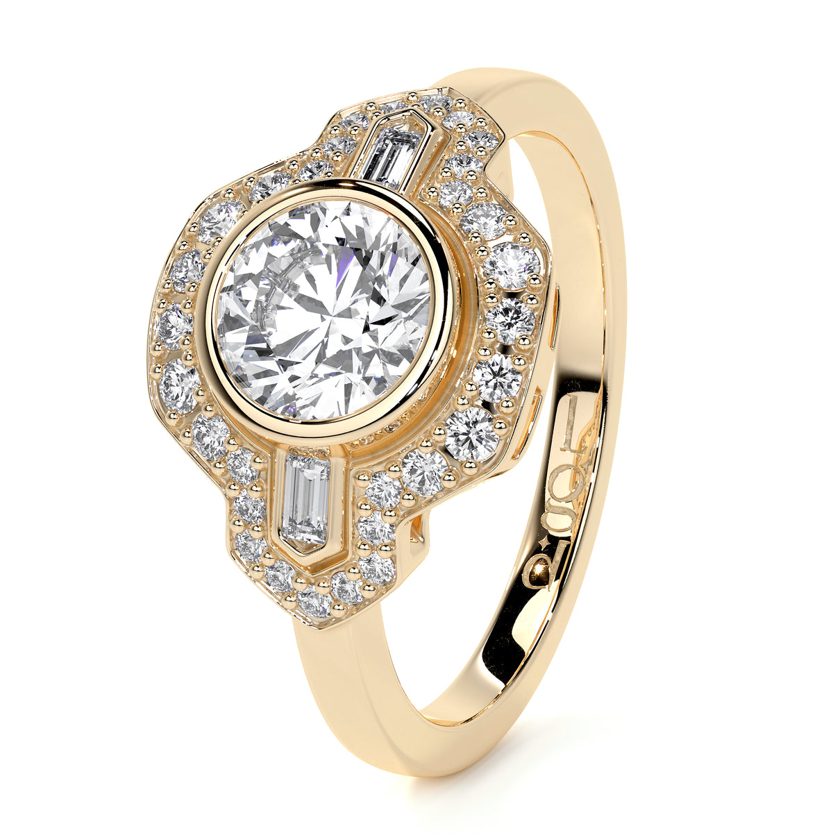 18ct Yellow Gold 'Cleo' Round Lab Grown Diamond Dress Ring