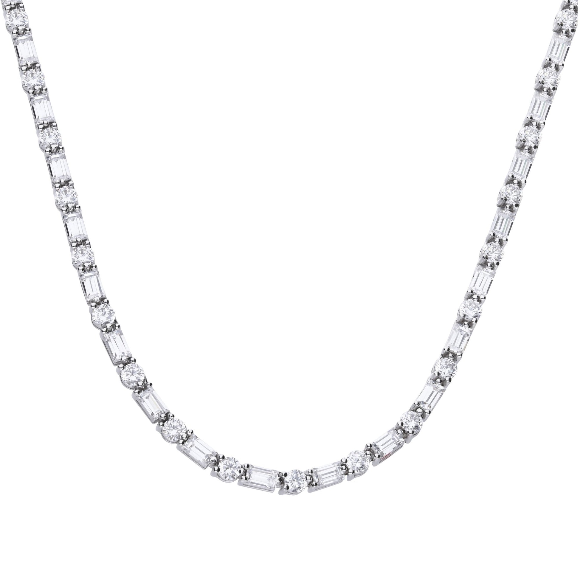Diamonfire Baguette and Round Zirconia Necklace
