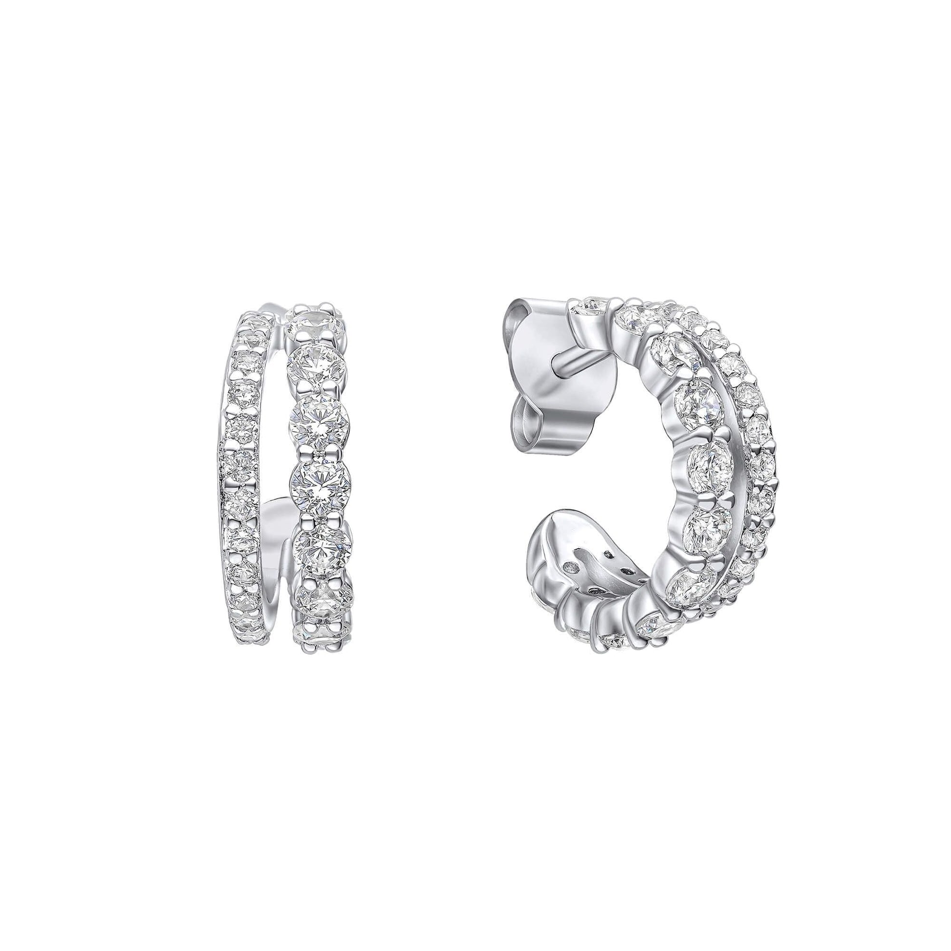 Diamonfire Double Row 3/4 Hoop Earrings