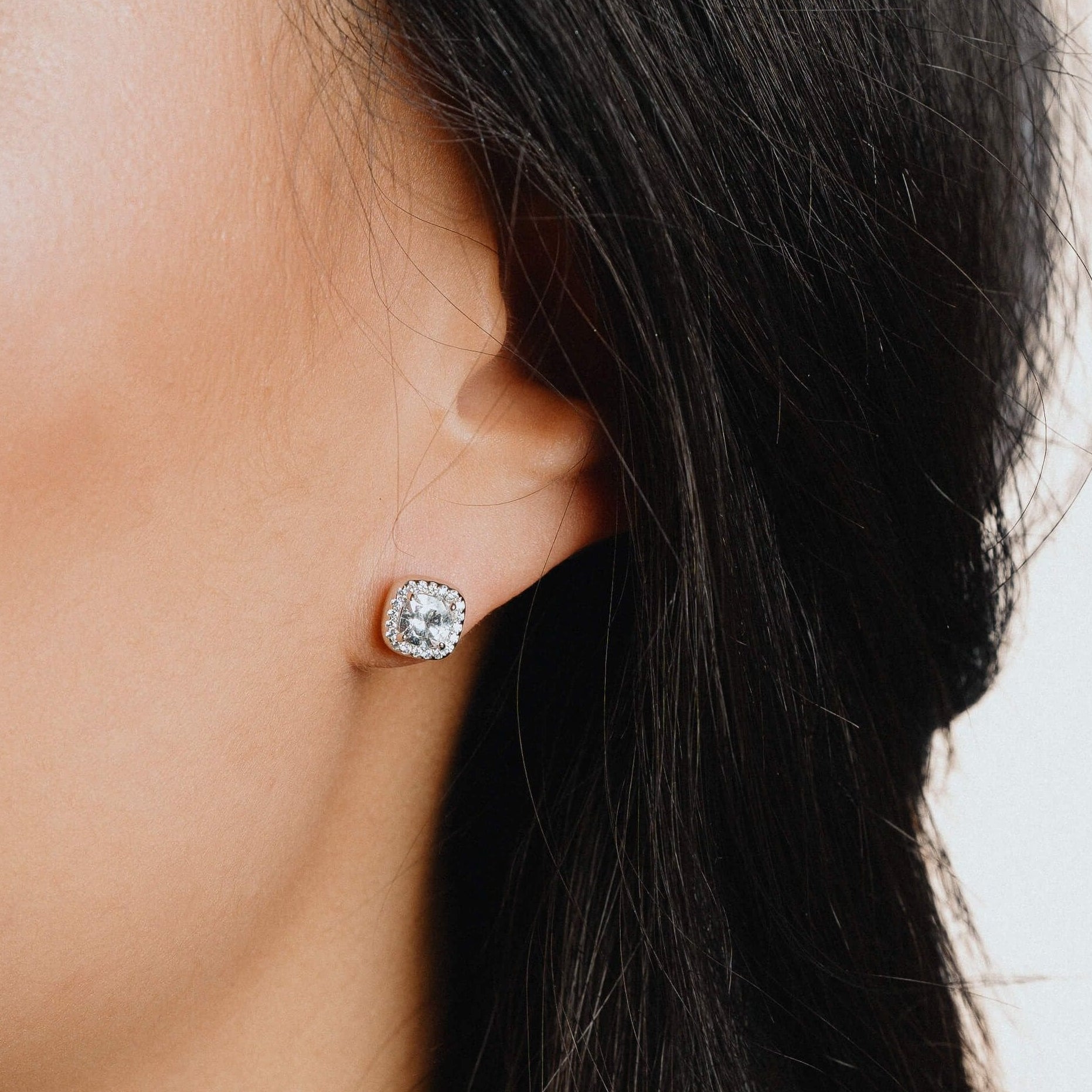 Diamonfire Square Pave Set Stud Earrings