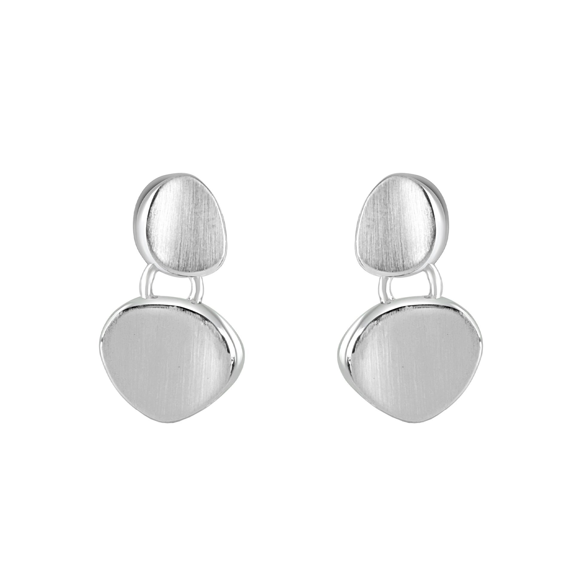 Double Satin Concave Pebble Drop Earrings With Polished Edges