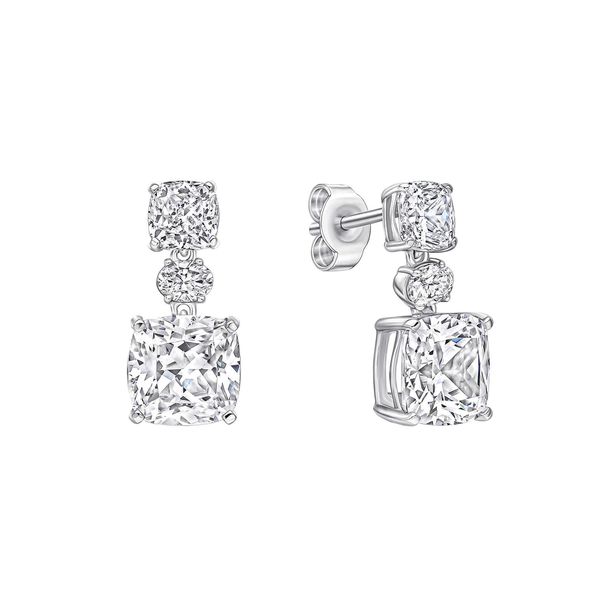 Diamonfire Cushion & Oval Cut Cubic Zirconia Drop Earrings