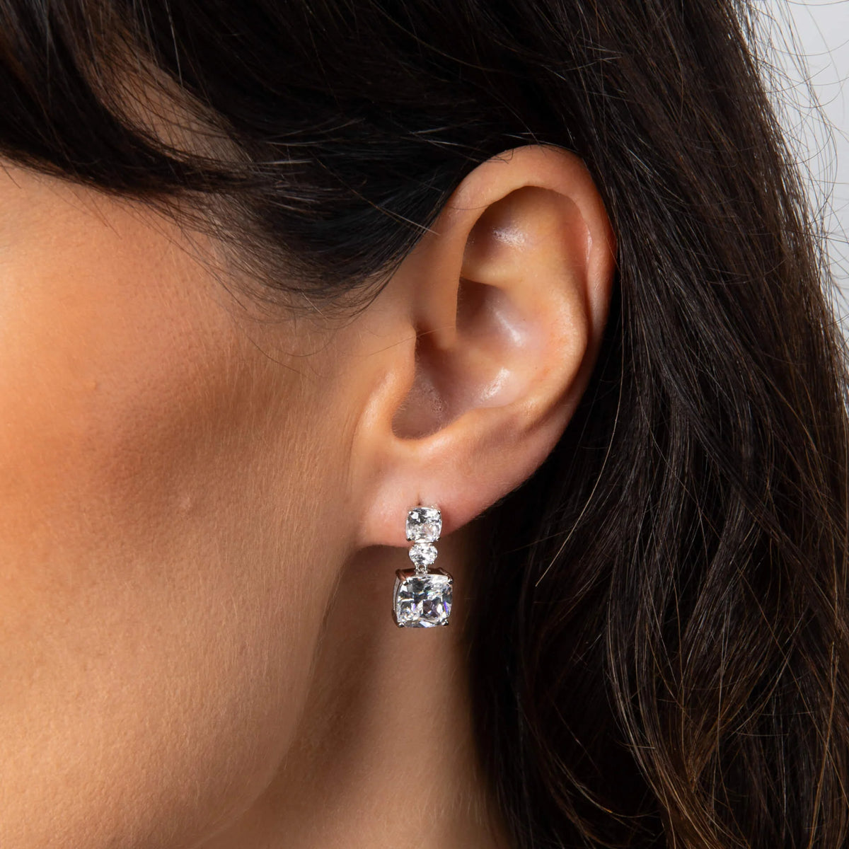 Diamonfire Cushion & Oval Cut Cubic Zirconia Drop Earrings