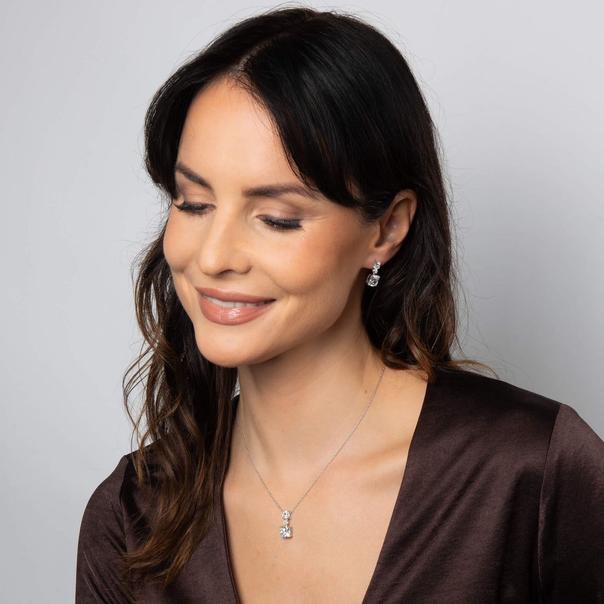 Diamonfire Cushion & Oval Cut Cubic Zirconia Necklace