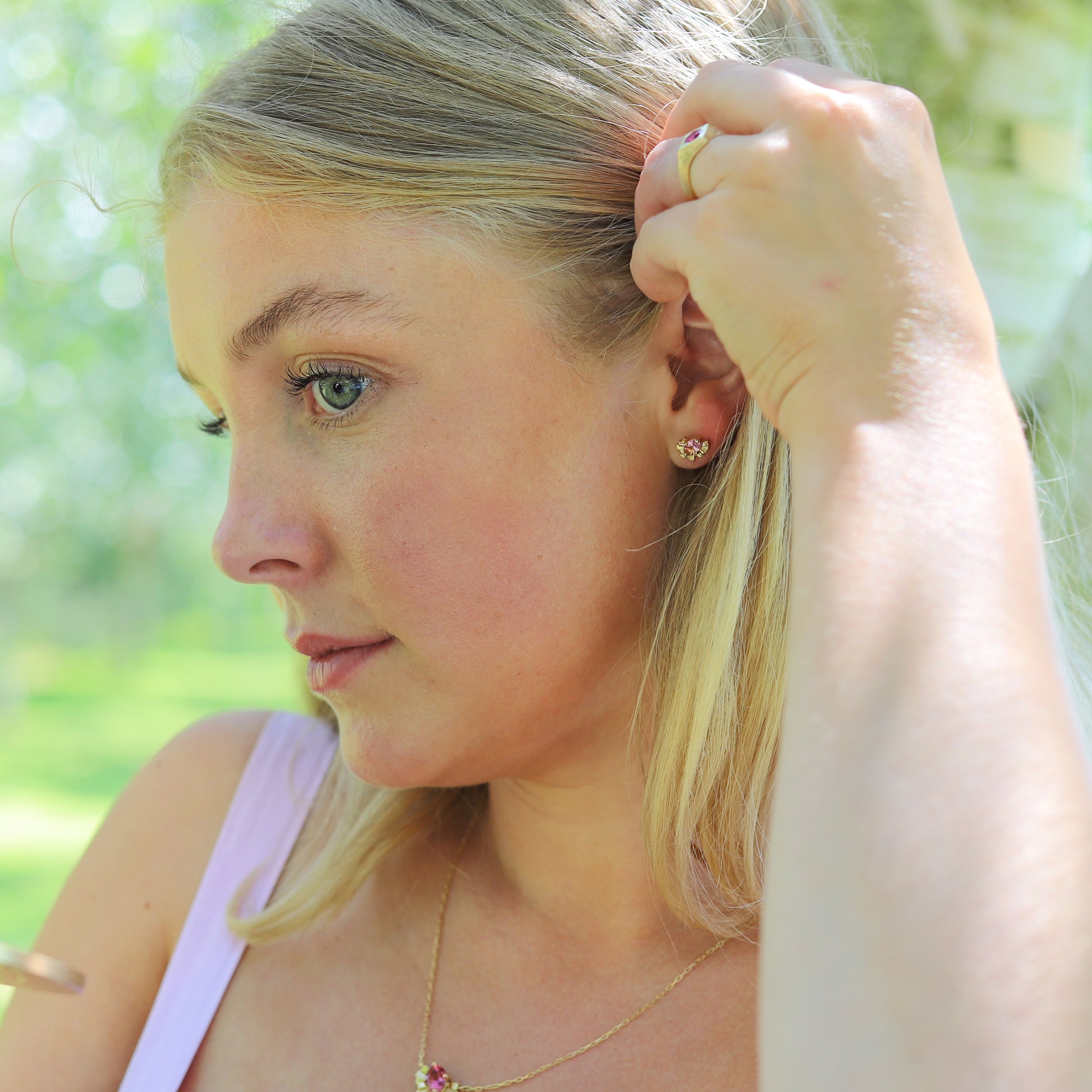 'Collide' Oval Concave Cut Tourmaline Studs in 18ct Yellow Gold