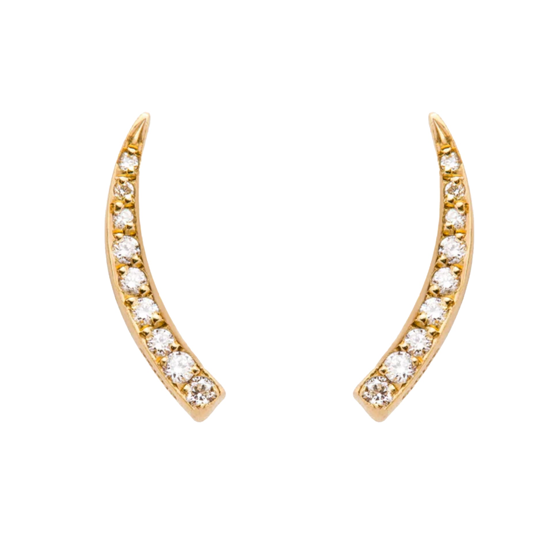 Eloise Gold Plated Sterling Silver Mini Crescent Moon Diamond Studs