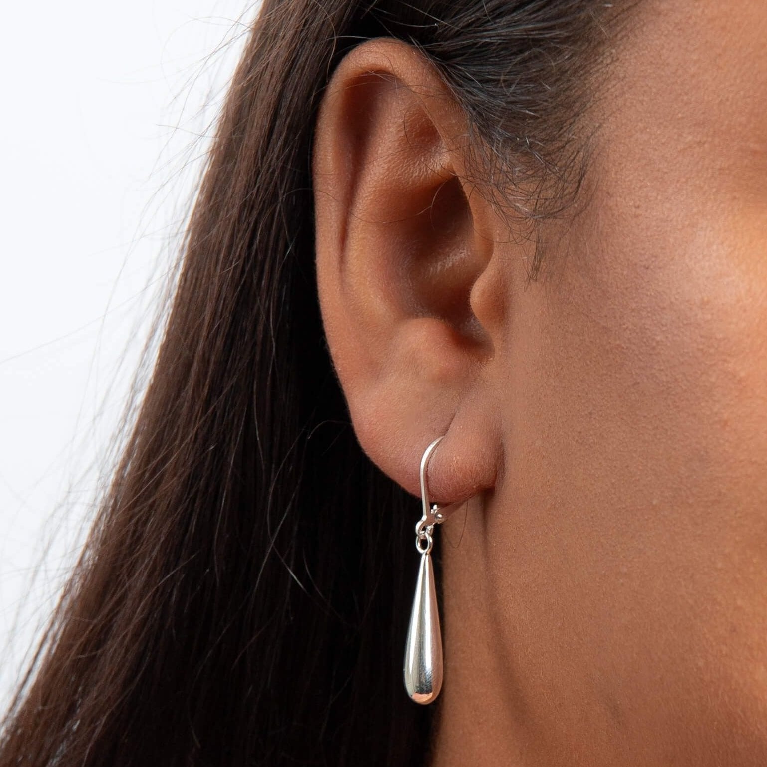 Elongated Teardrop French Hook Earrings