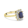 Emerald Cut Sapphire and Round Diamond Pre-Owned Cluster Ring 