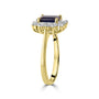 Emerald Cut Sapphire and Round Diamond Pre-Owned Cluster Ring 