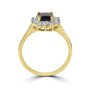 Emerald Cut Sapphire and Round Diamond Pre-Owned Cluster Ring 