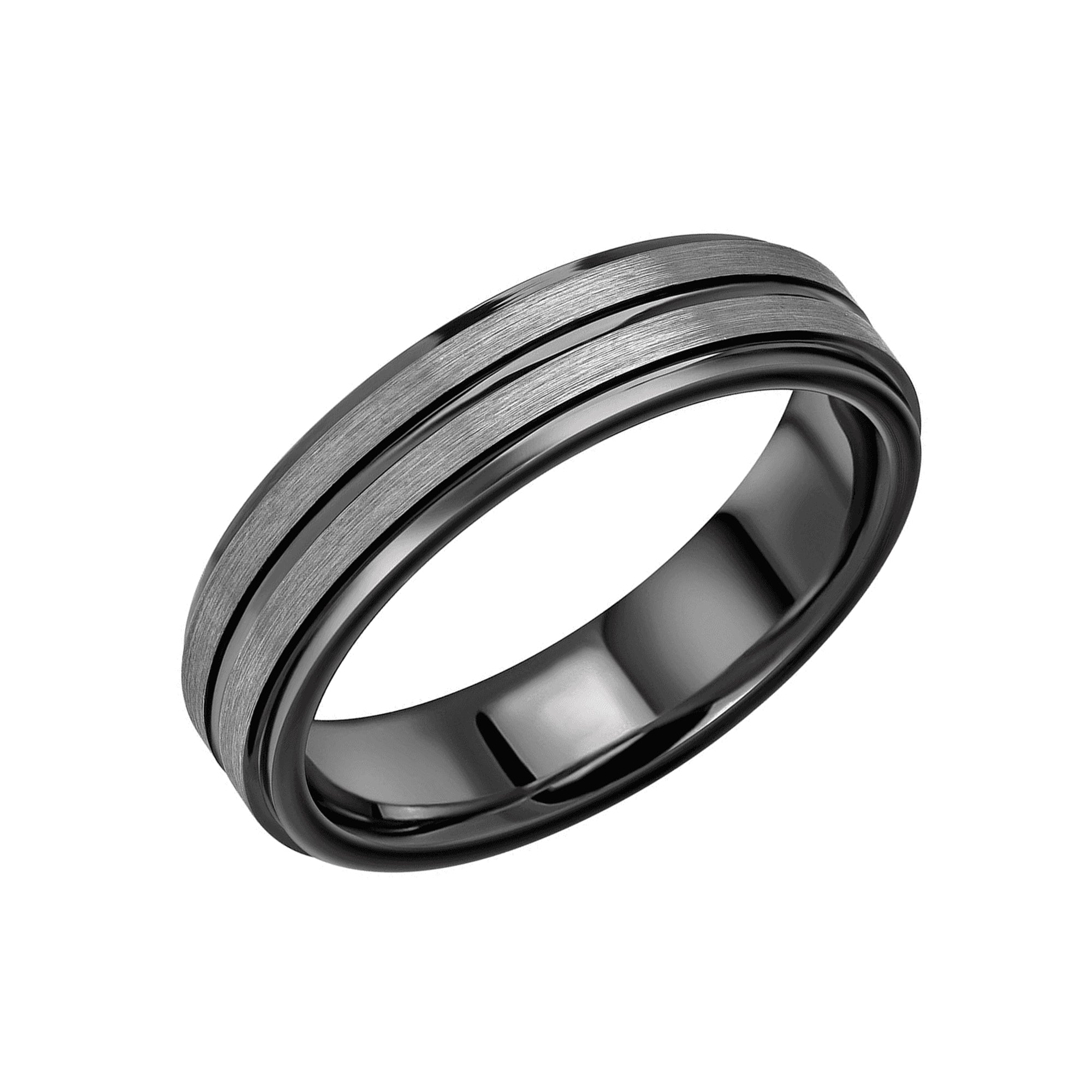 Fred Bennett Brushed And Polished 6mm Black IP Plated Ring