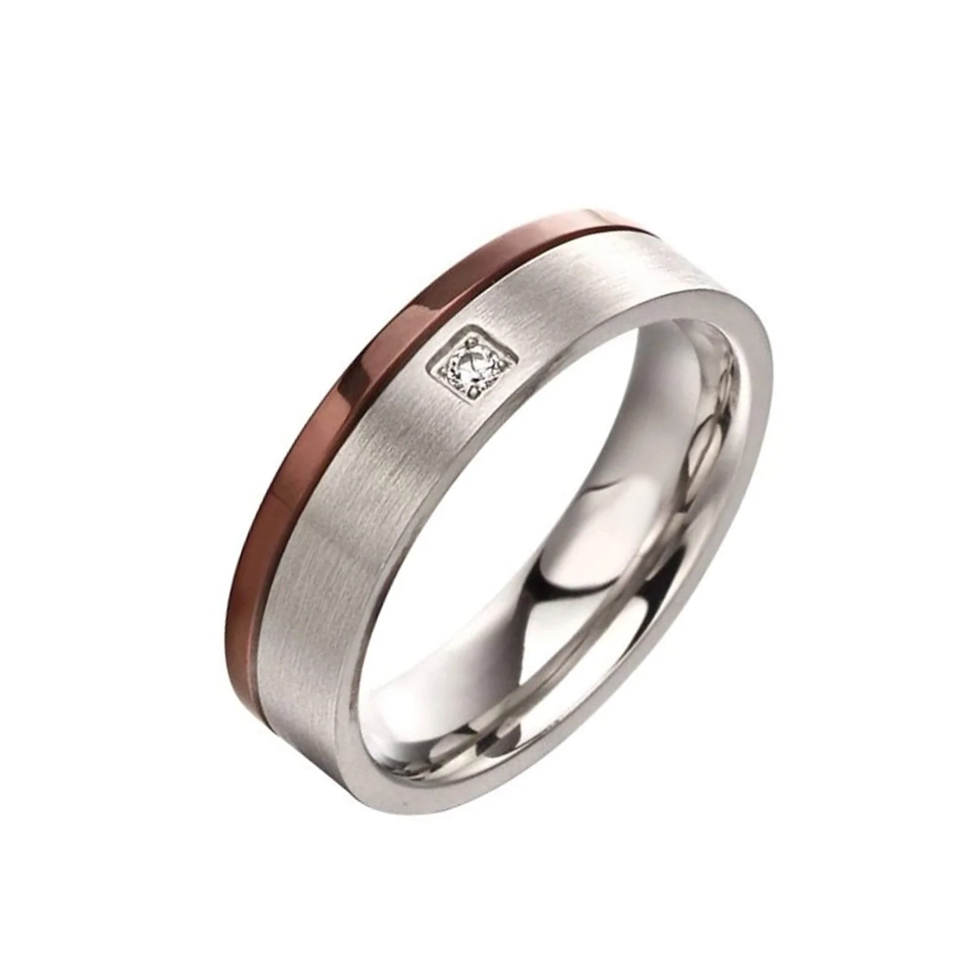 Fred Bennett Brushed Steel Cubic Zirconia Ring