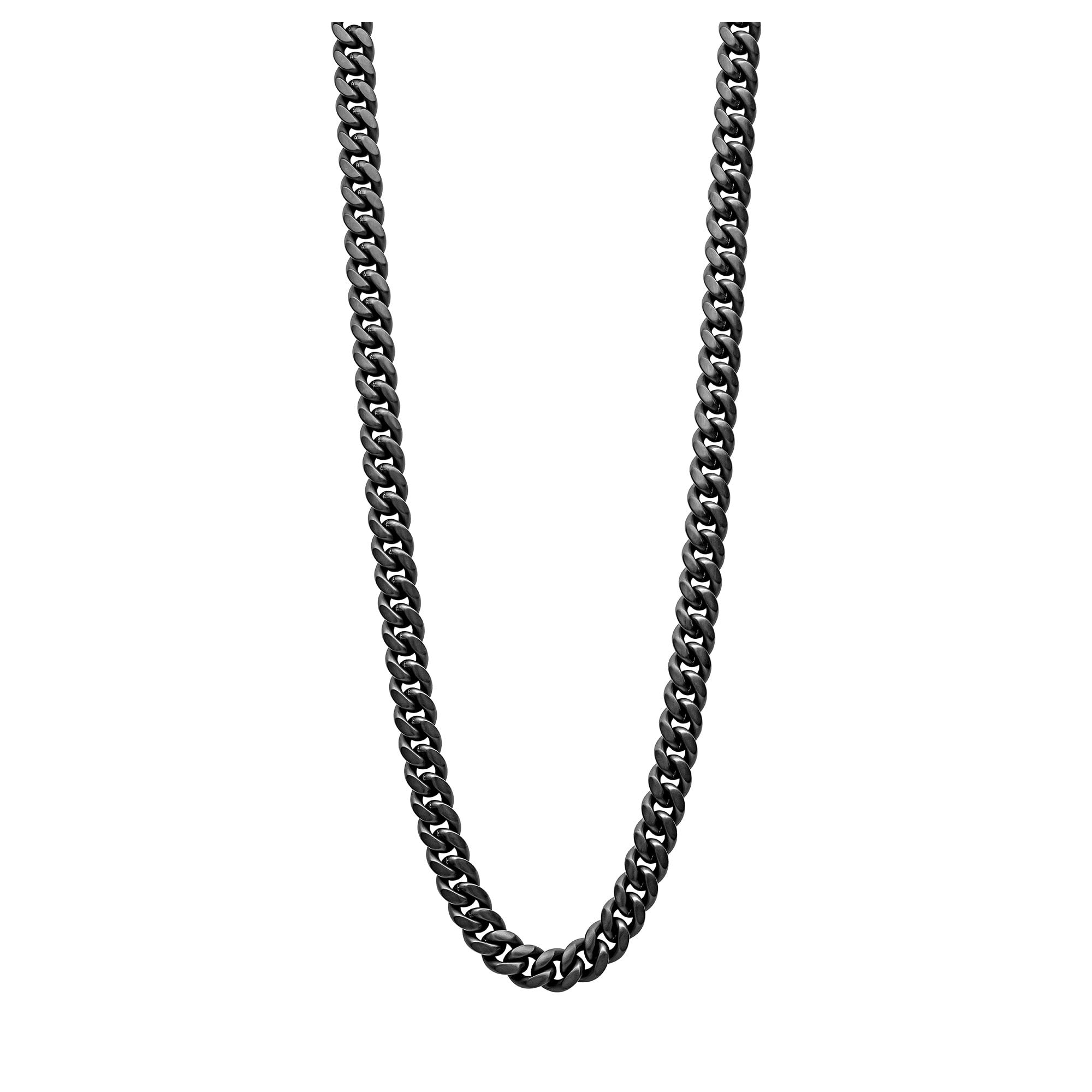 Fred Bennett Black IP Plated Stainless Steel Filed Curb Chain With Brushed Finish