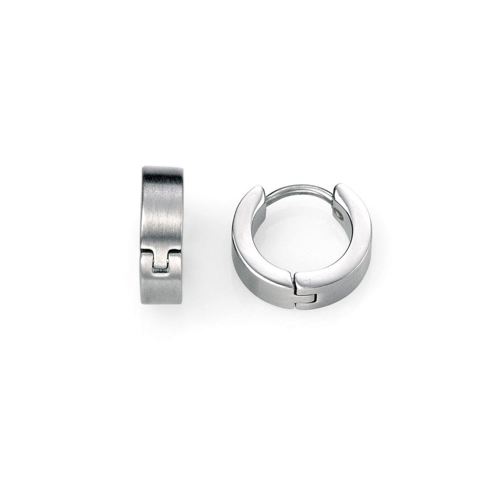 Fred Bennett Brushed Stainless Steel Huggie Hoop Earrings