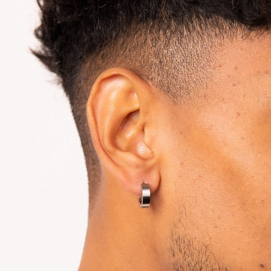 Fred Bennett Brushed Stainless Steel Huggie Hoop Earrings