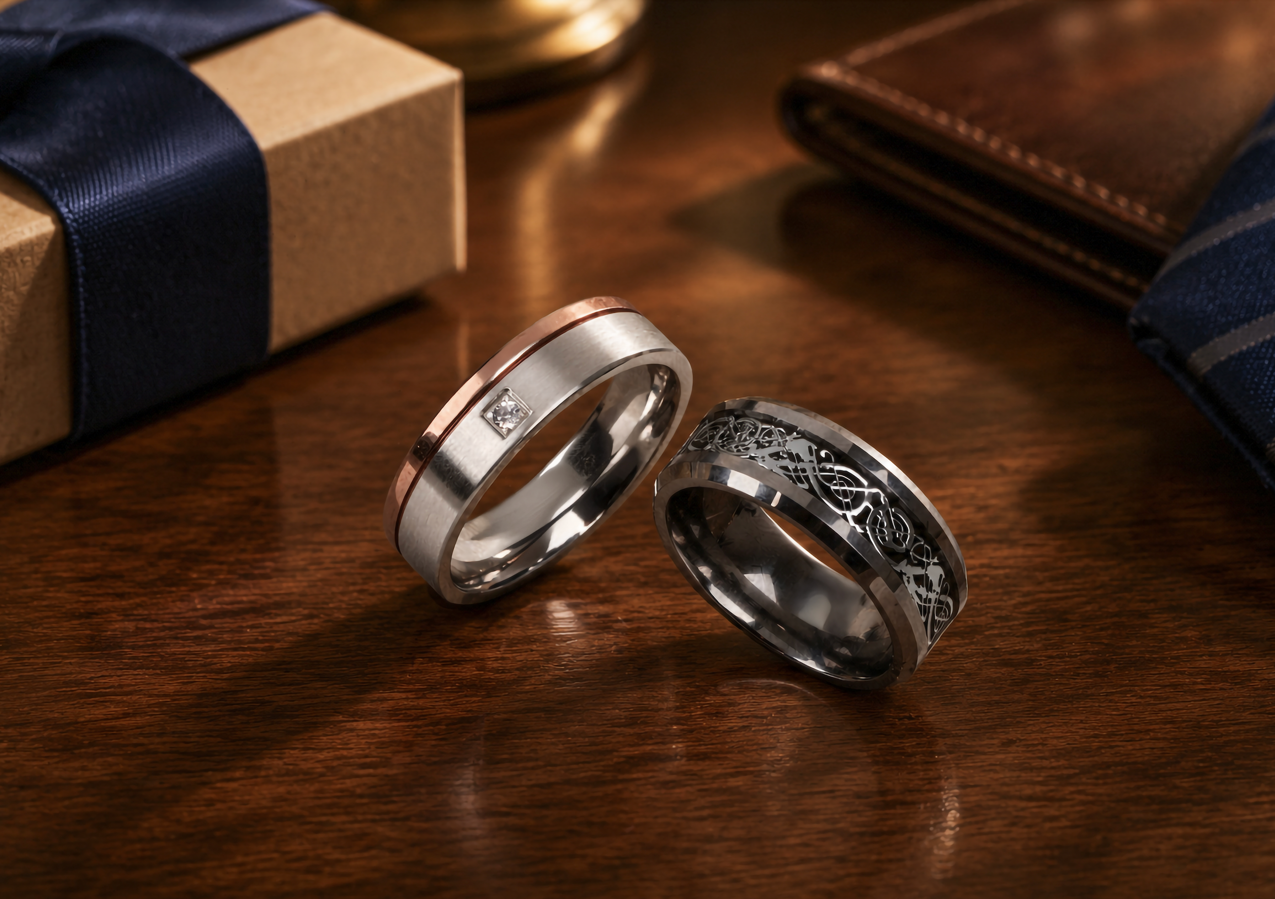 Fred Bennett Brushed Steel Cubic Zirconia Ring